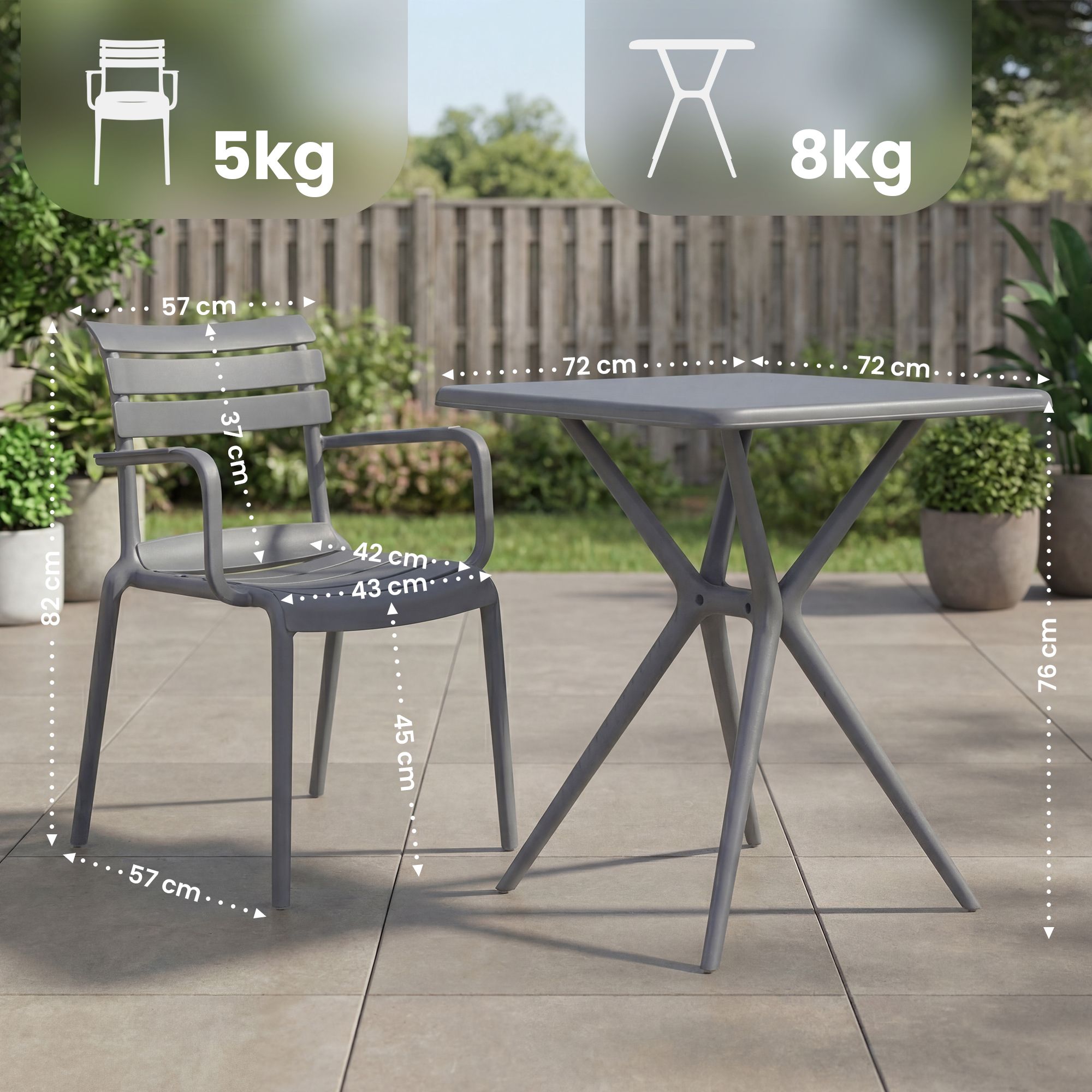 Tuinmeubelset Avena met 2 stoelen