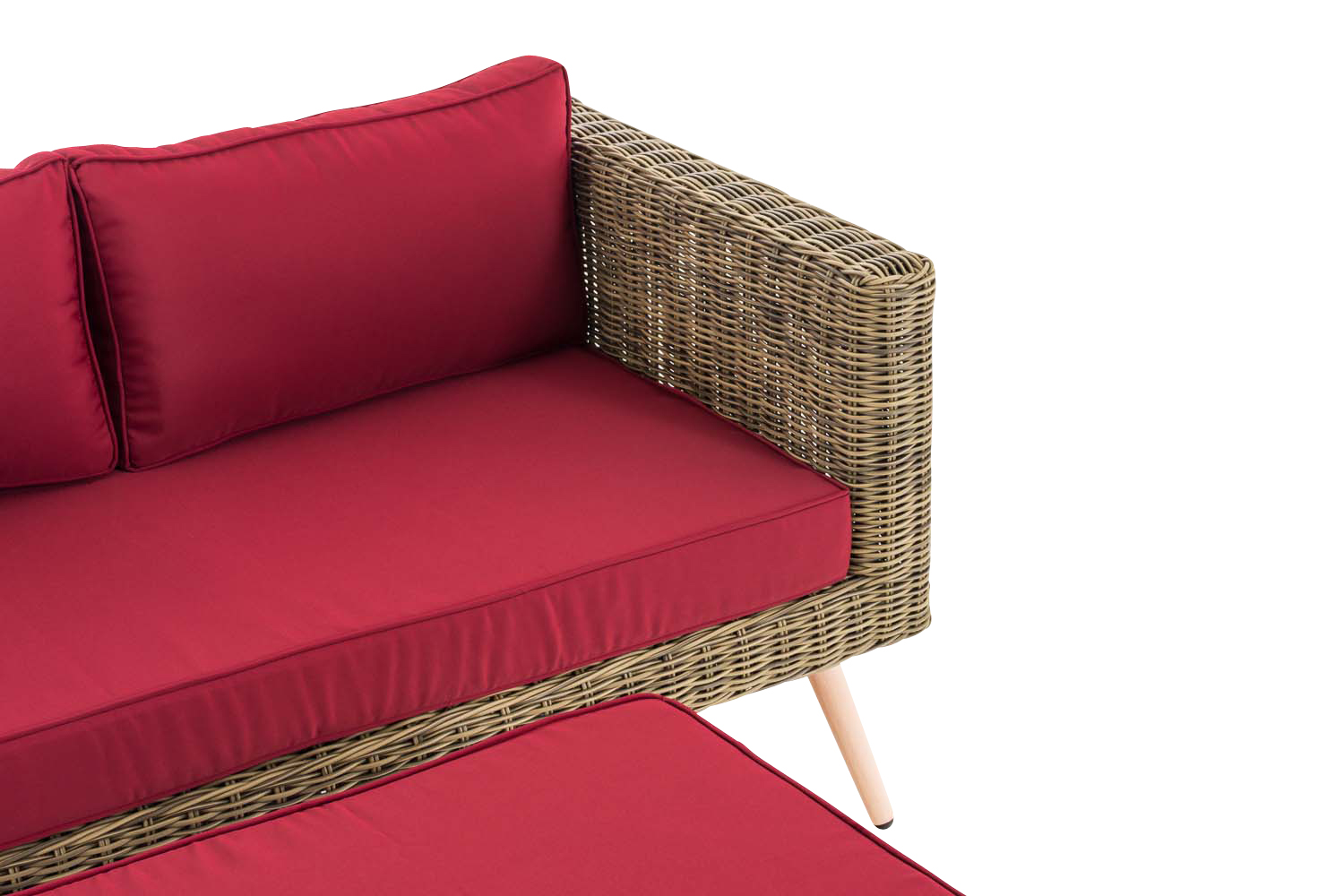 2-zitsbank Molde - met voetenbank -  5 mm rond polyrattan natura