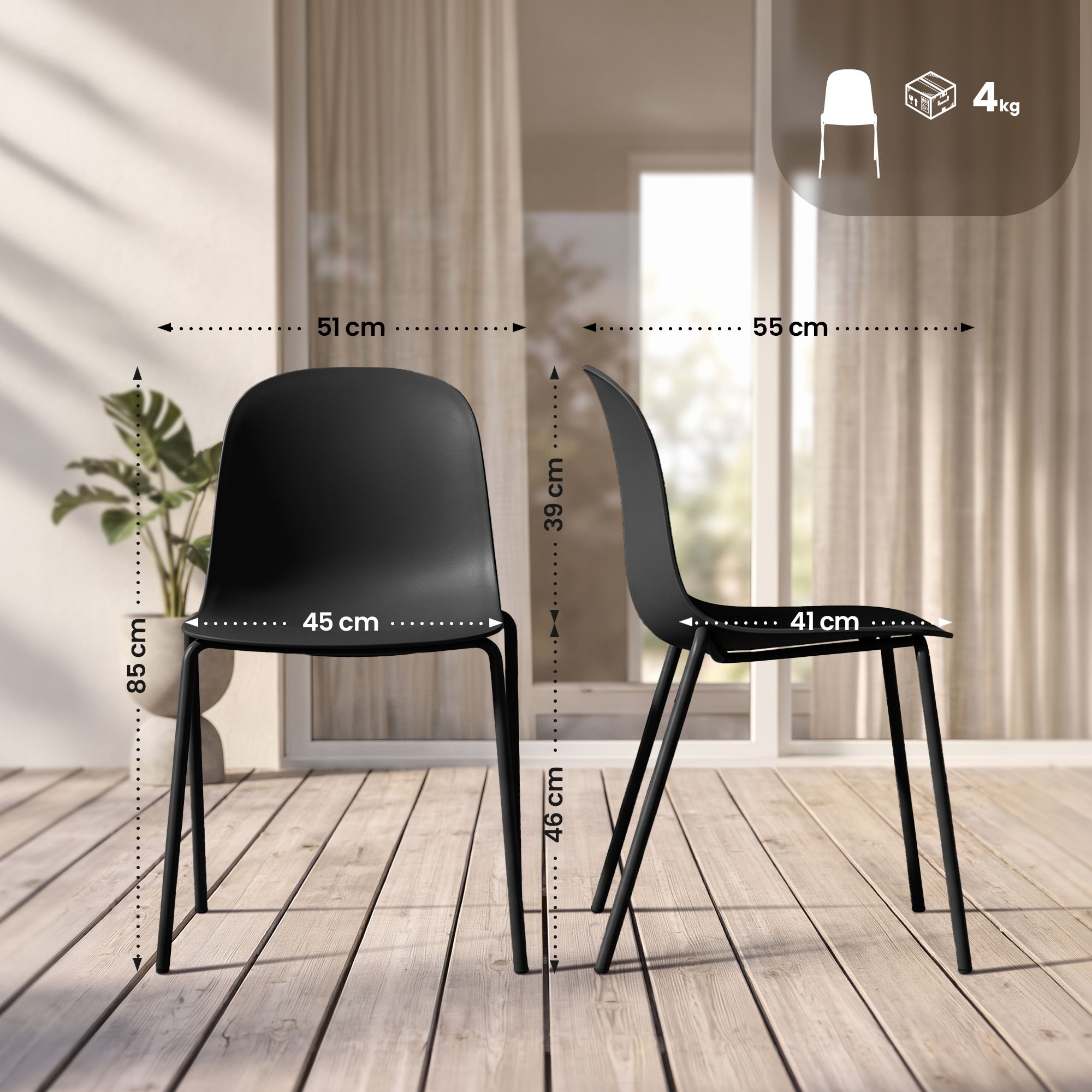 Set van 4 stapelstoelen Hardin