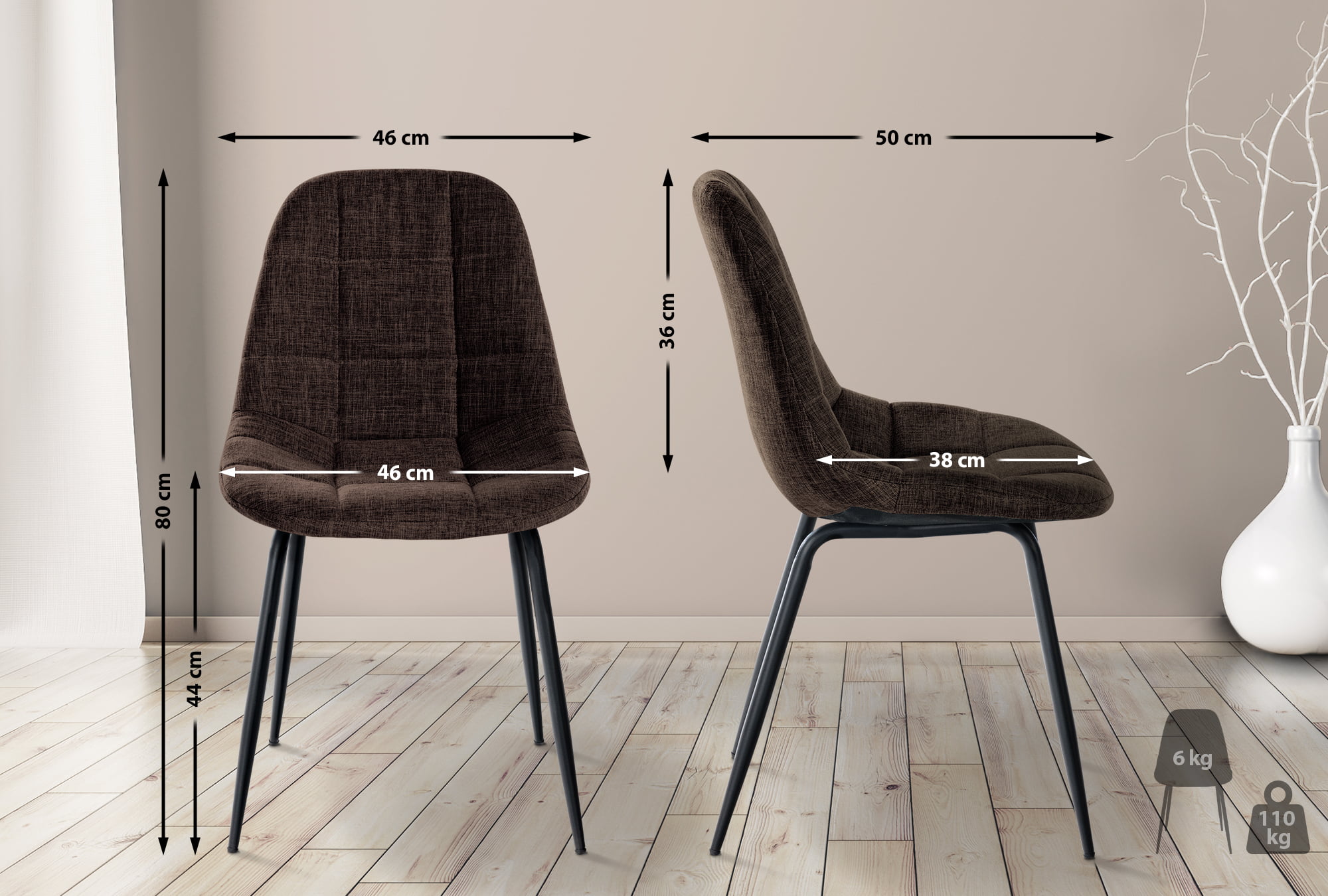 Set van 2 Eetkamerstoelen Tom