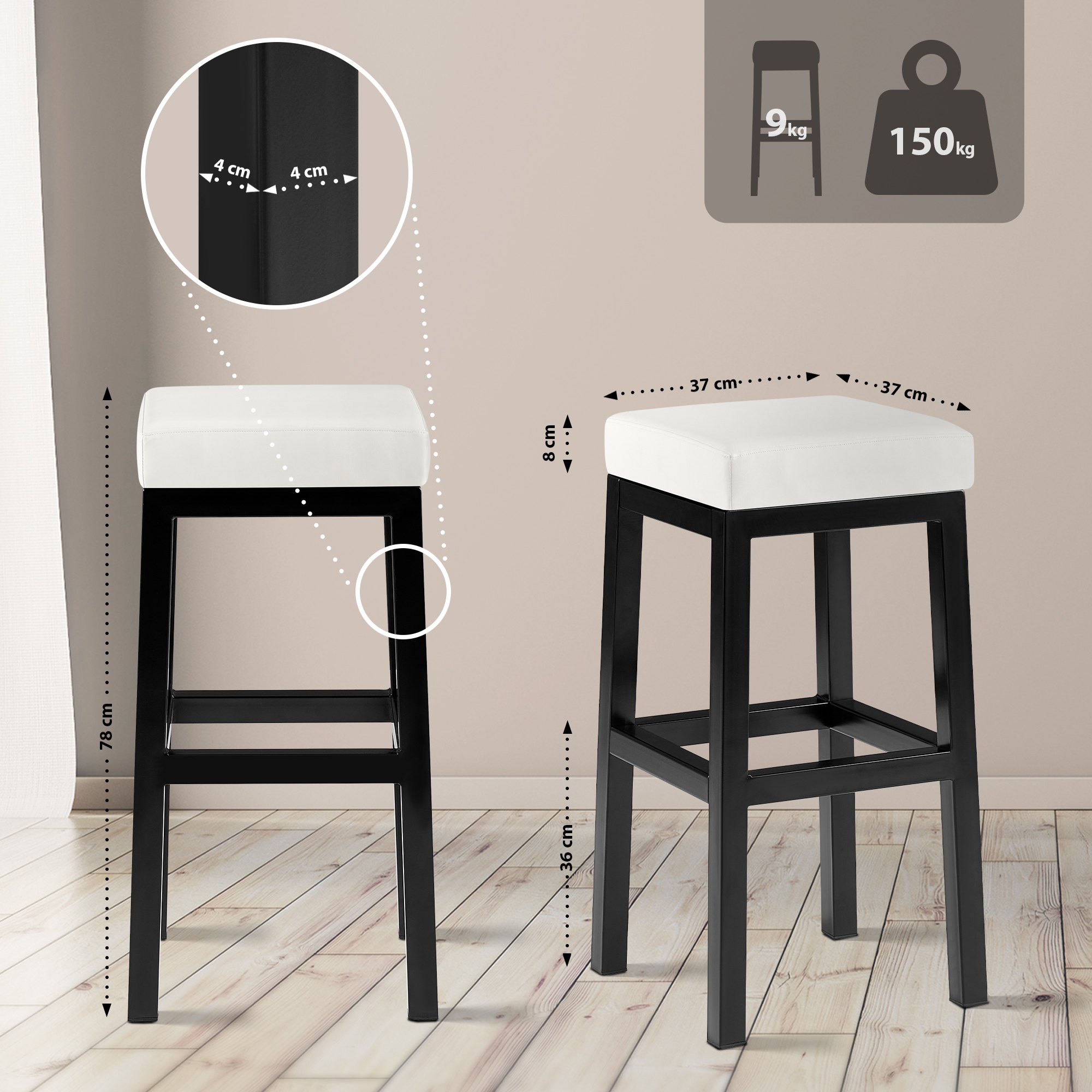 Barkruk Taylor kunstleer Zithoogte 78 cm