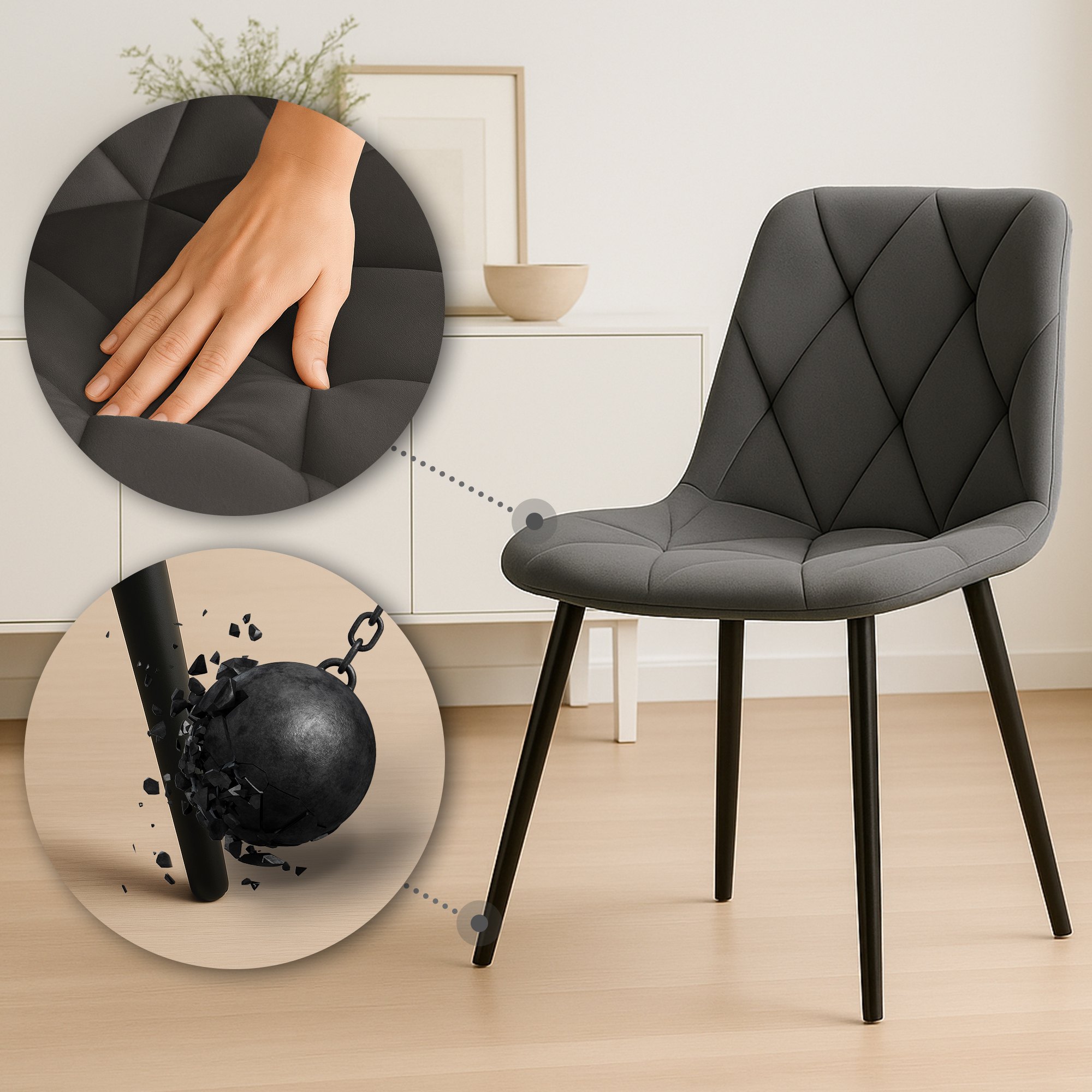 Set van 2 Eetkamerstoelen Clairton