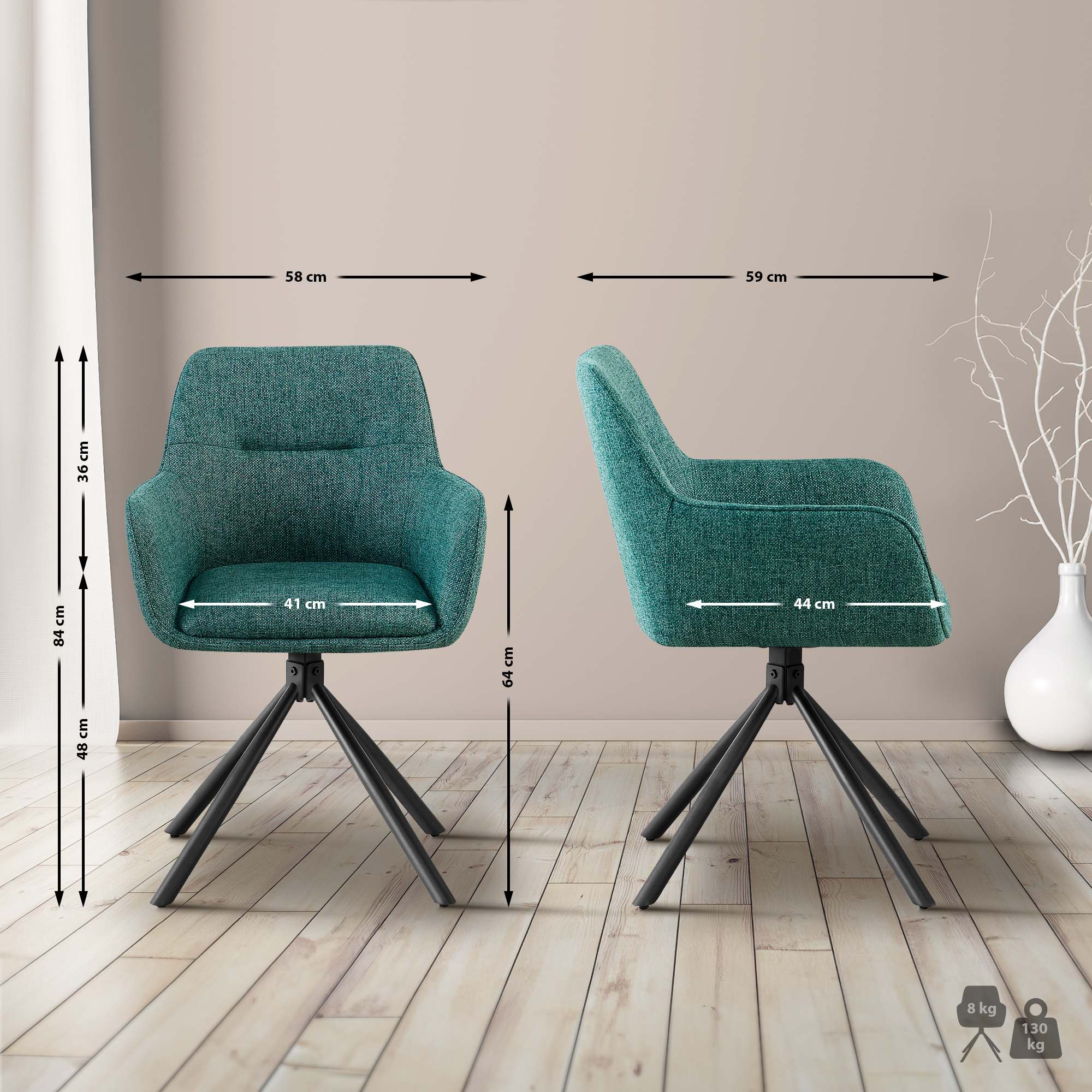 Set van 2 Eetkamerstoelen Tipton