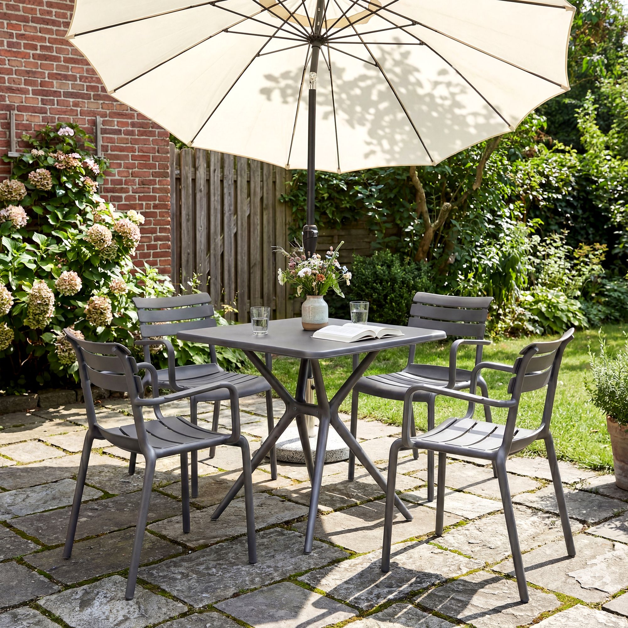 Tuinmeubelset Avena met 4 stoelen