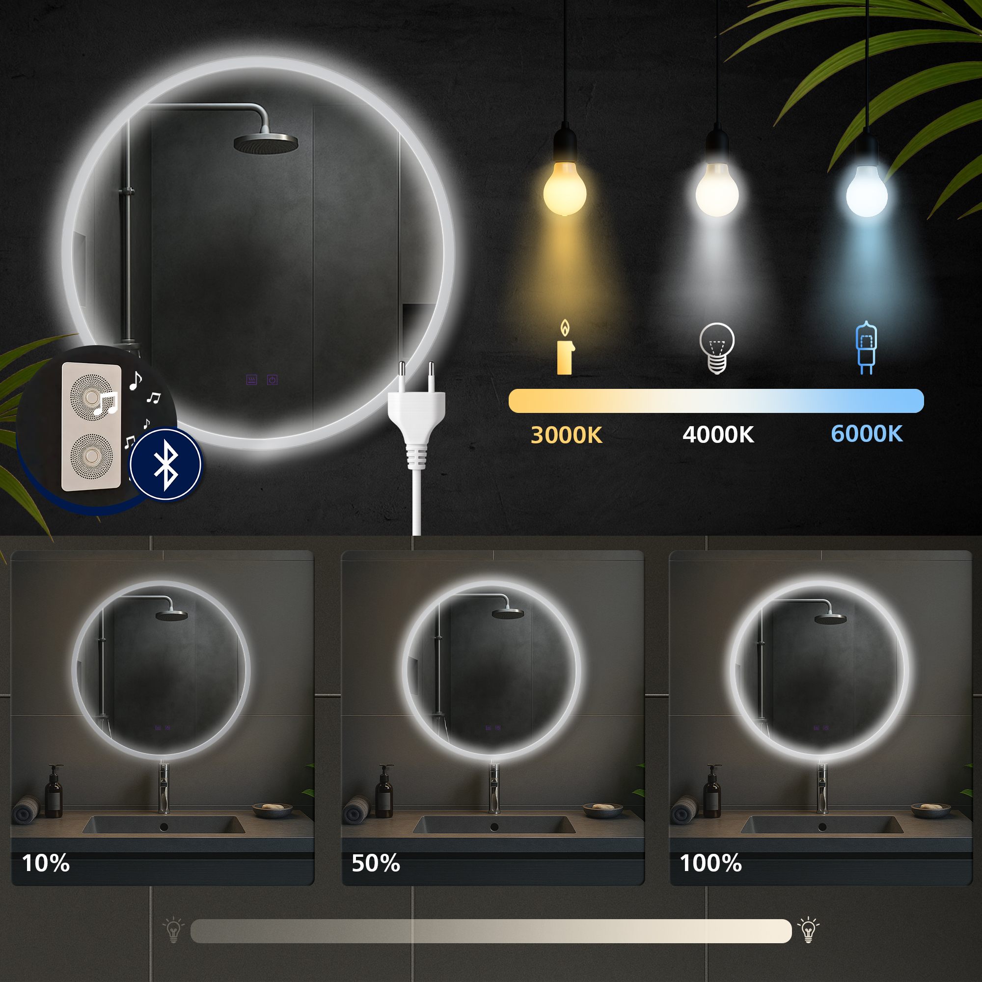Badkamerspiegel Laconia met Bluetooth