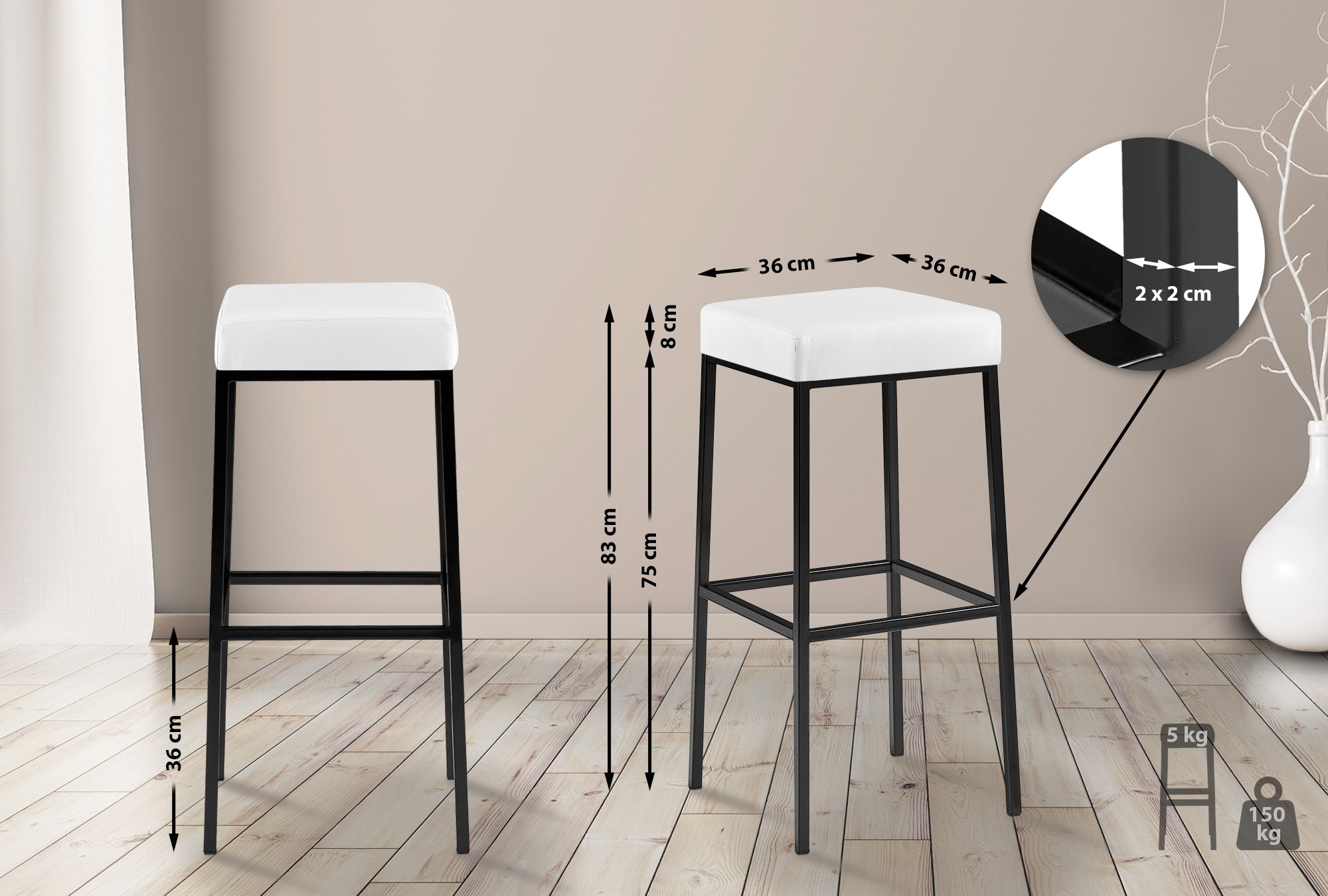 2x Barstoel Montreal Kunstleer