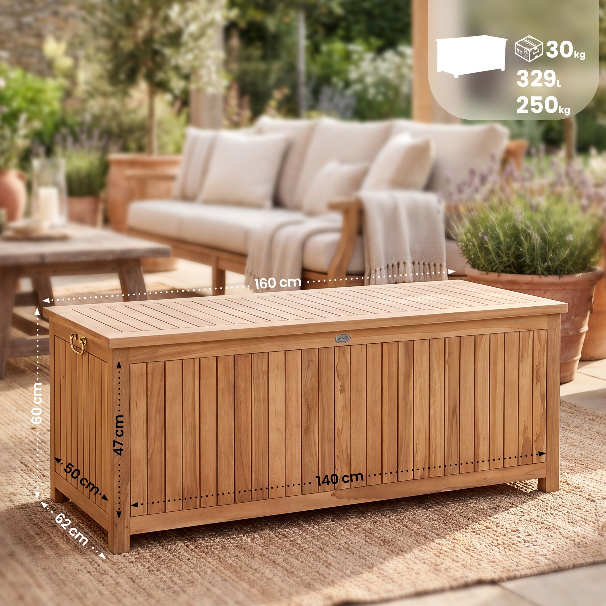 Teakhouten kussenbox Odessa