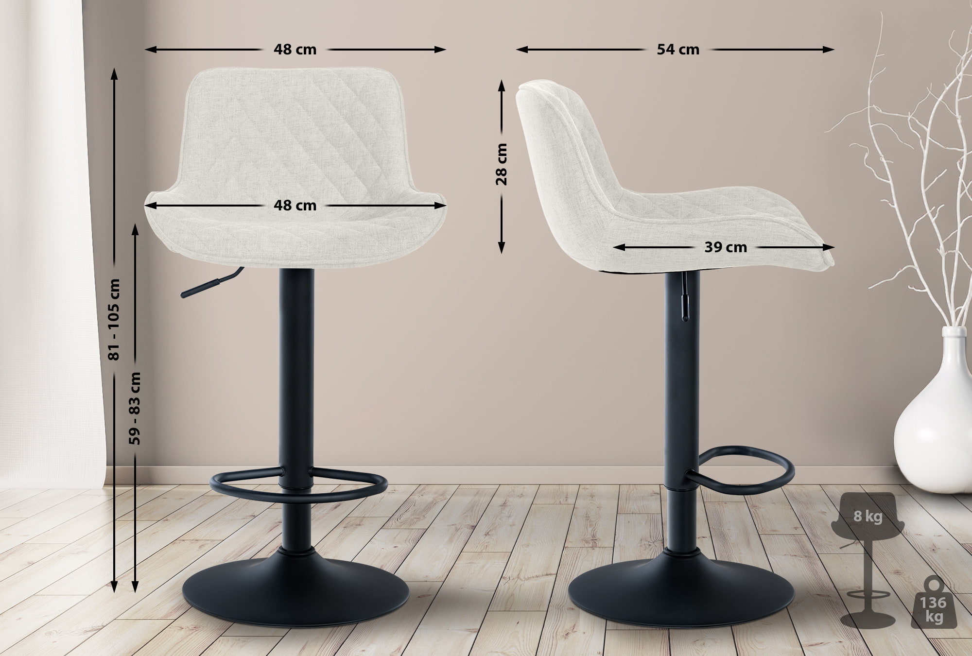 Set van 2 barkrukken Minosa
