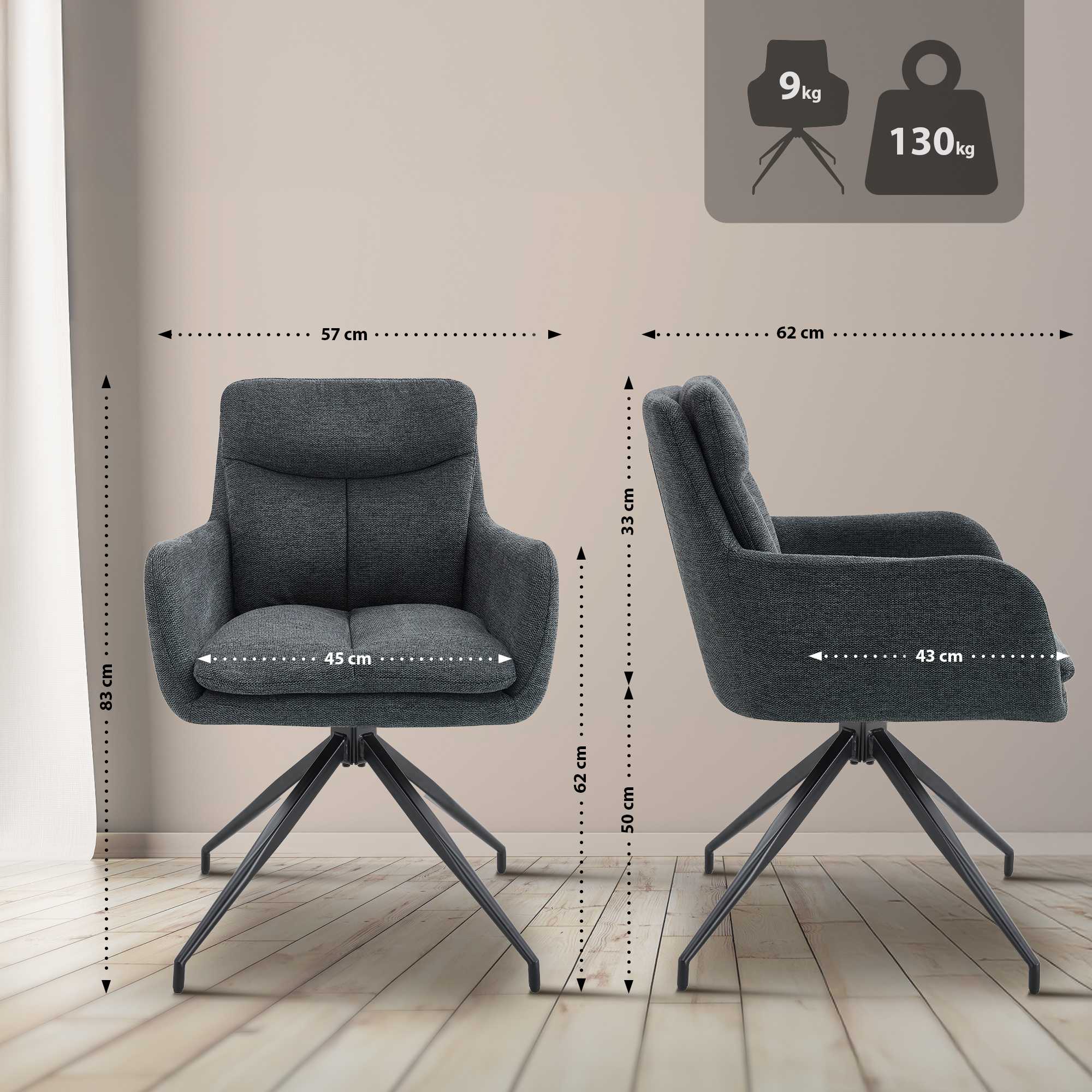 Set van 2 eetkamerstoelen Somers stof