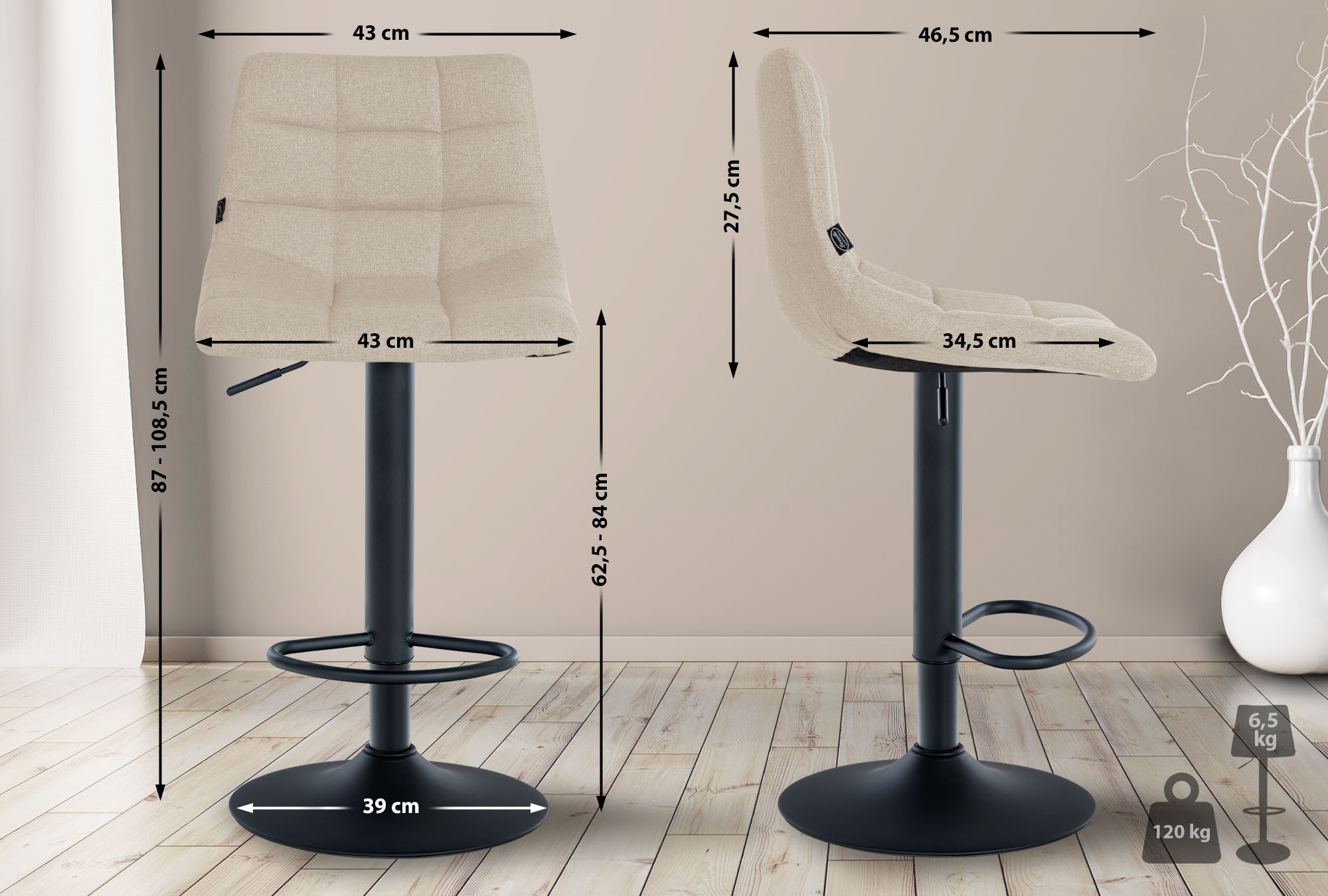 Set van 2 barkrukken Jerry stof