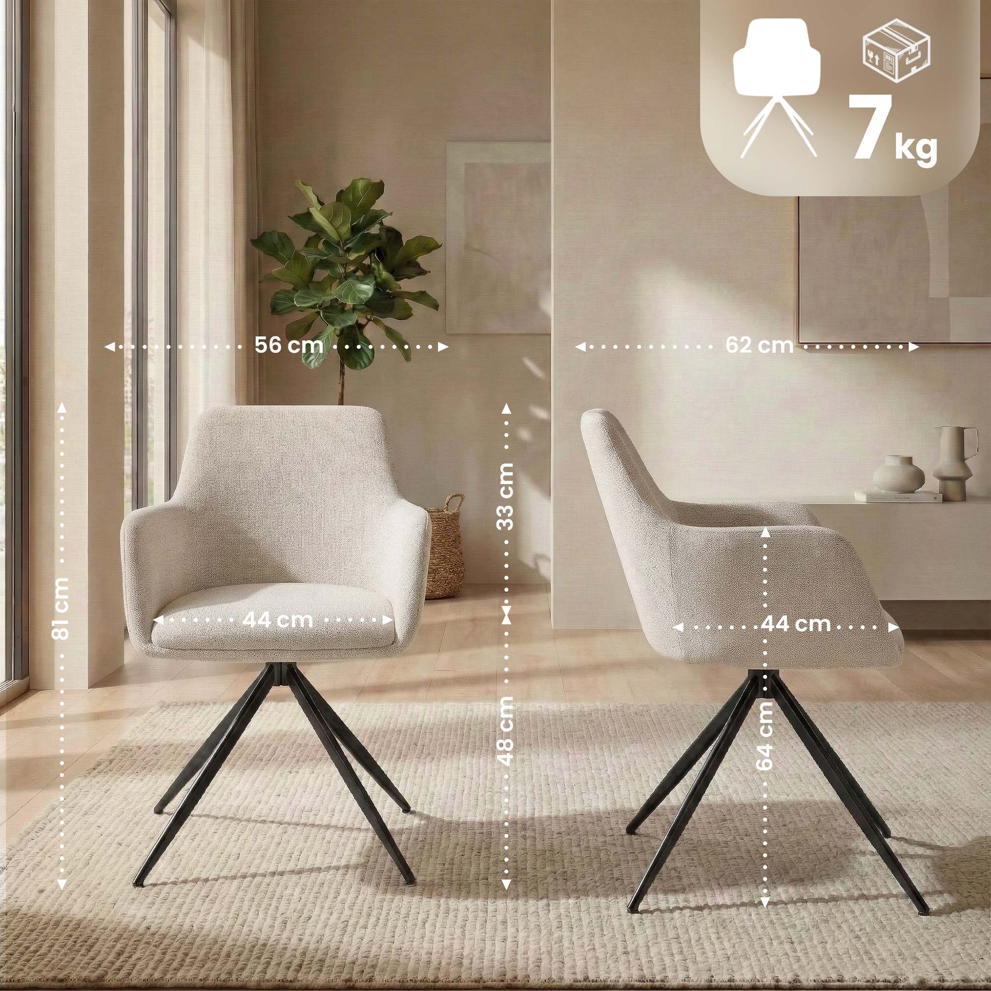 Set van 2 eetkamerstoelen Olema stof