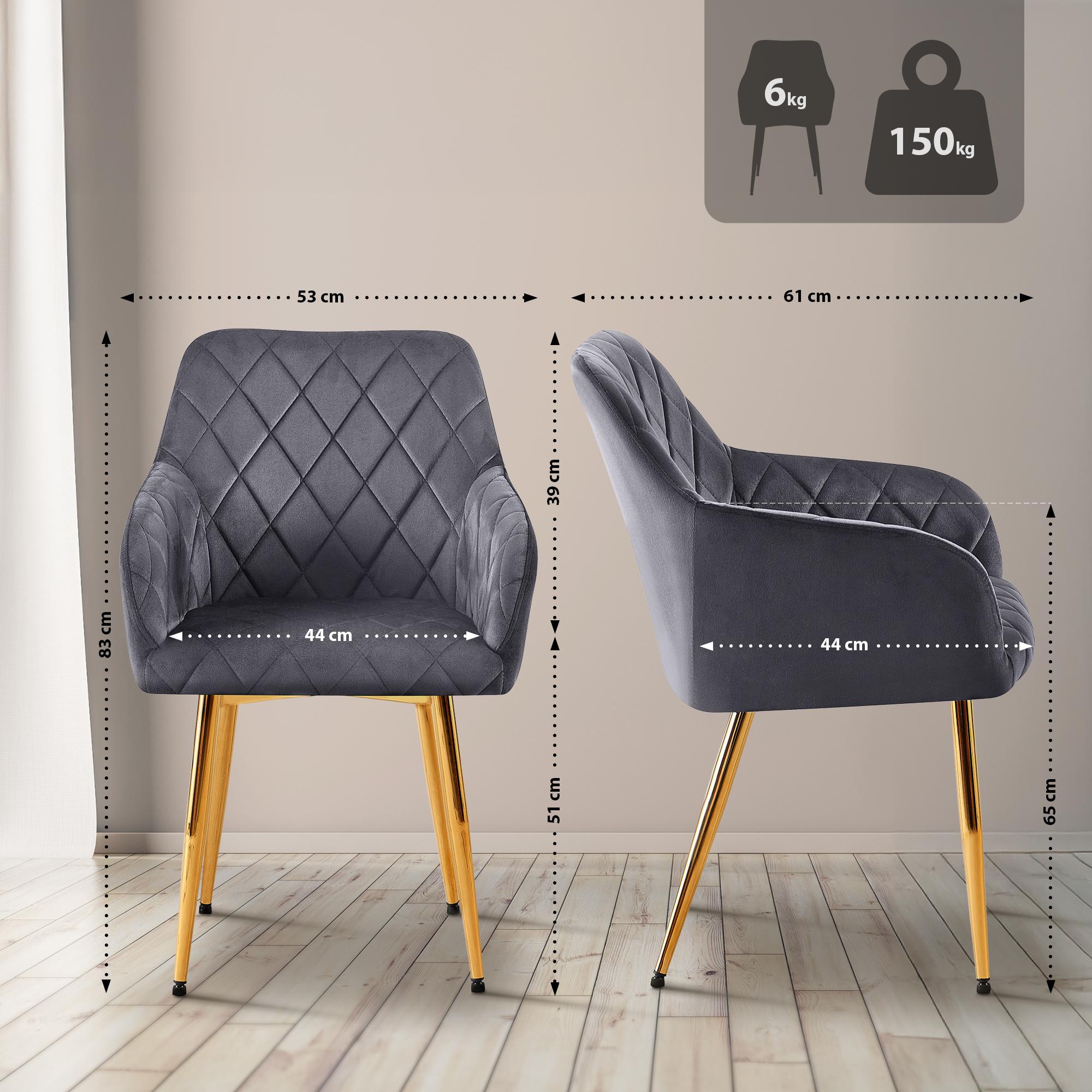 Set van 2 eetkamerstoelen Monett fluweel