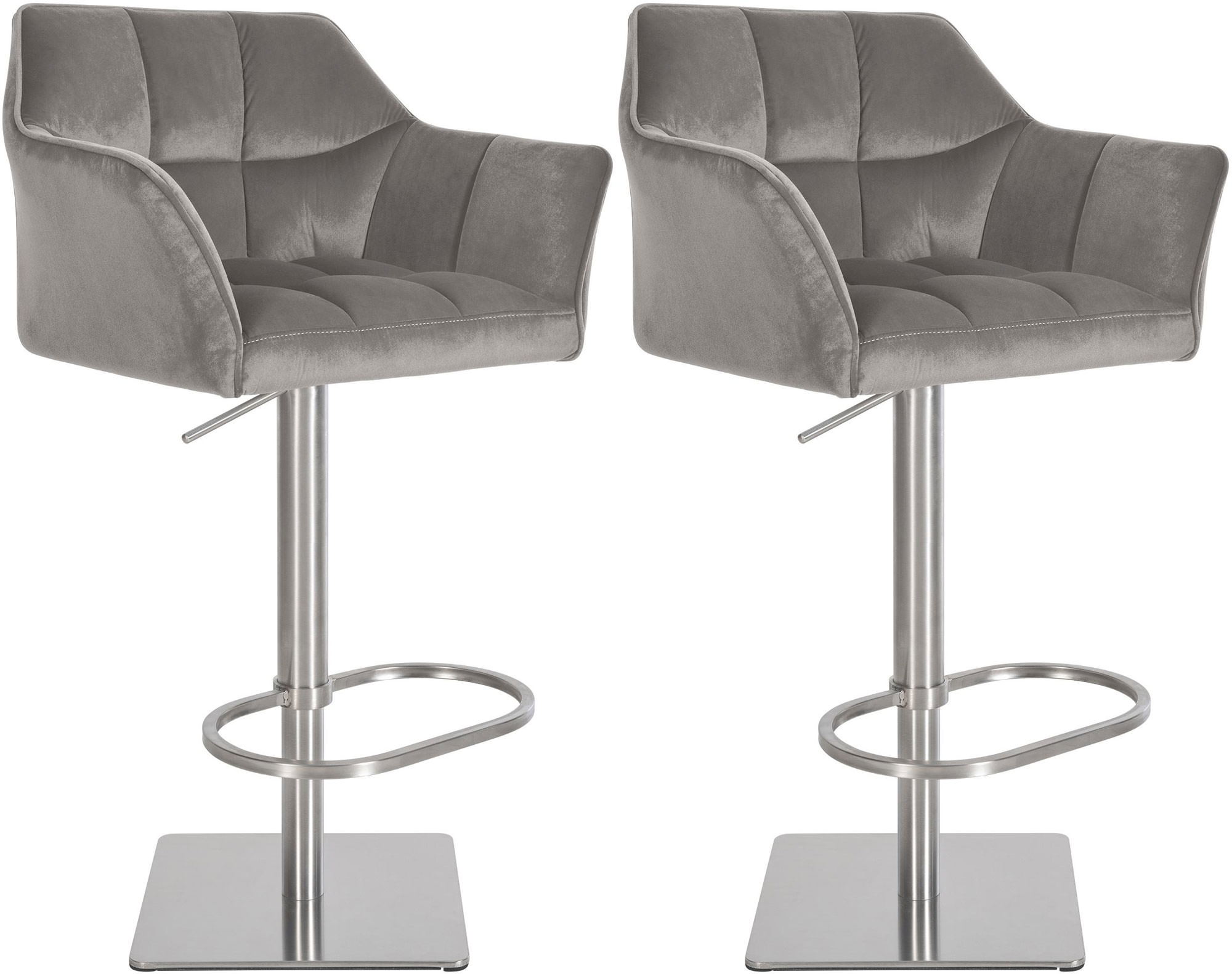 Set van 2 barkrukken Damaso met fluwelen bekleding