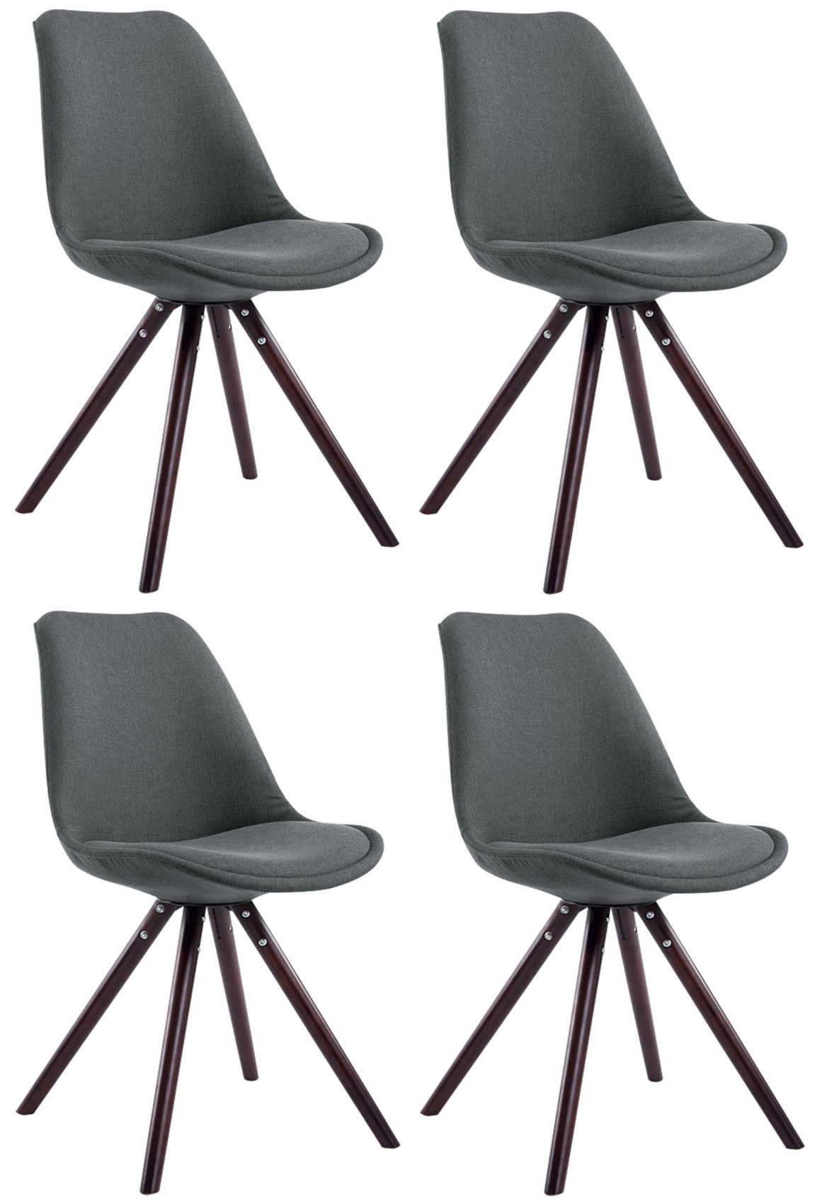 Set van 4 eetkamerstoelen Toulouse stof rond