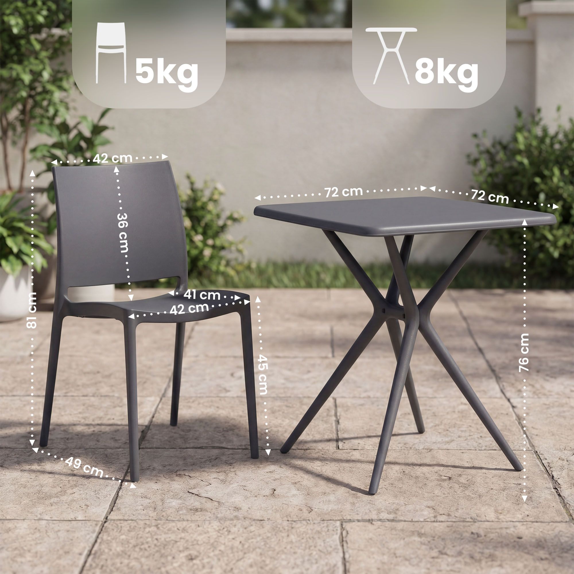 Tuinmeubelset Amino met 2 stoelen