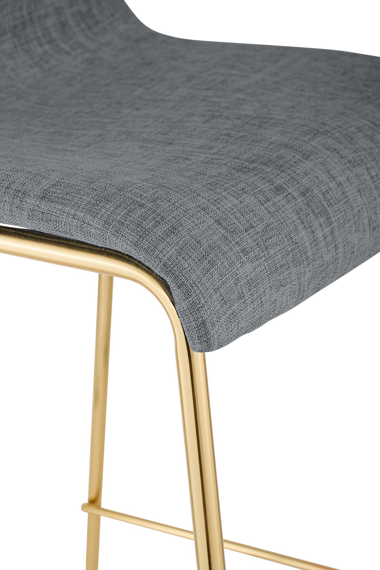 Barkruk Hover stof met vierpootsframe in goudkleur