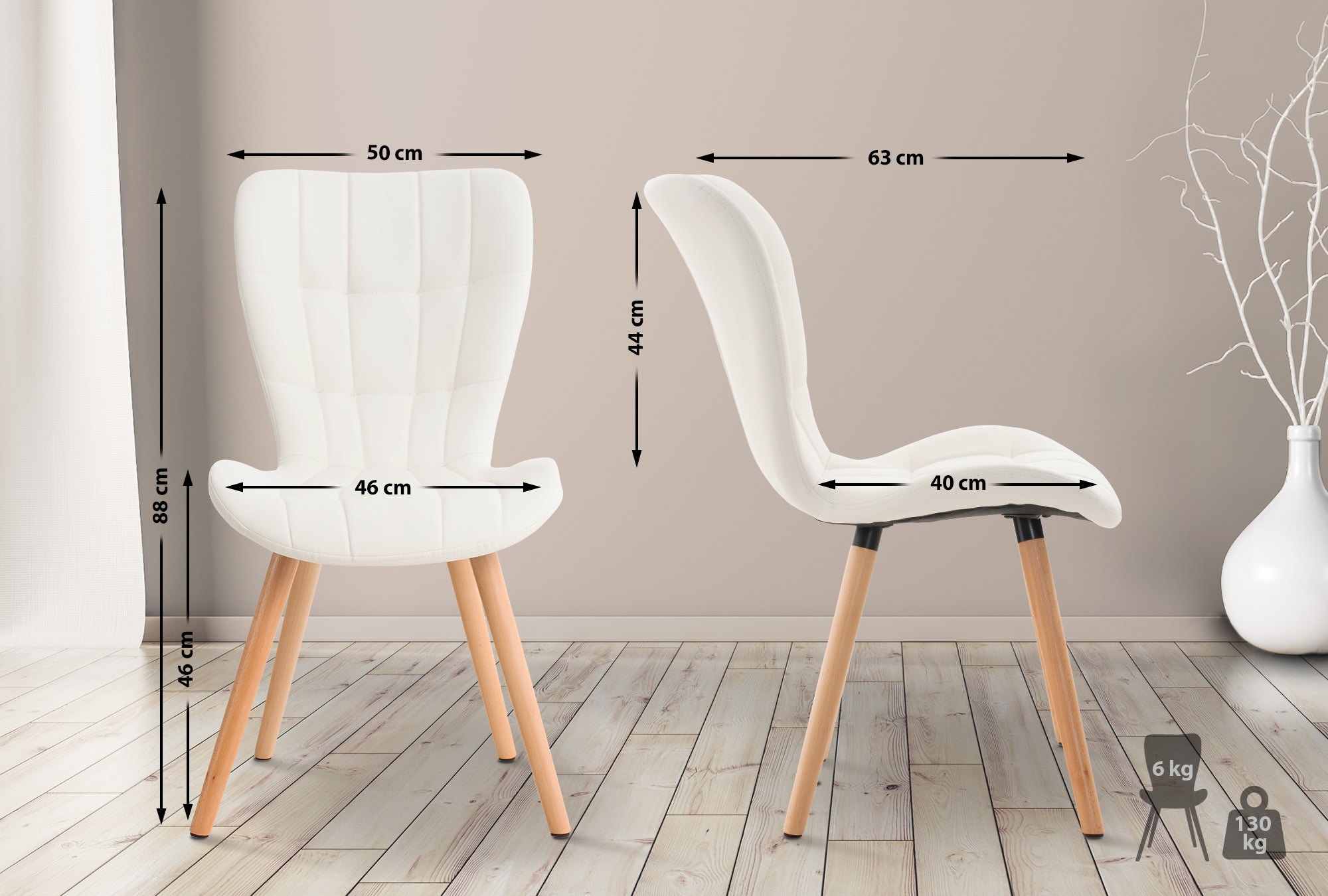 Set van 2 eetkamerstoelen Elda