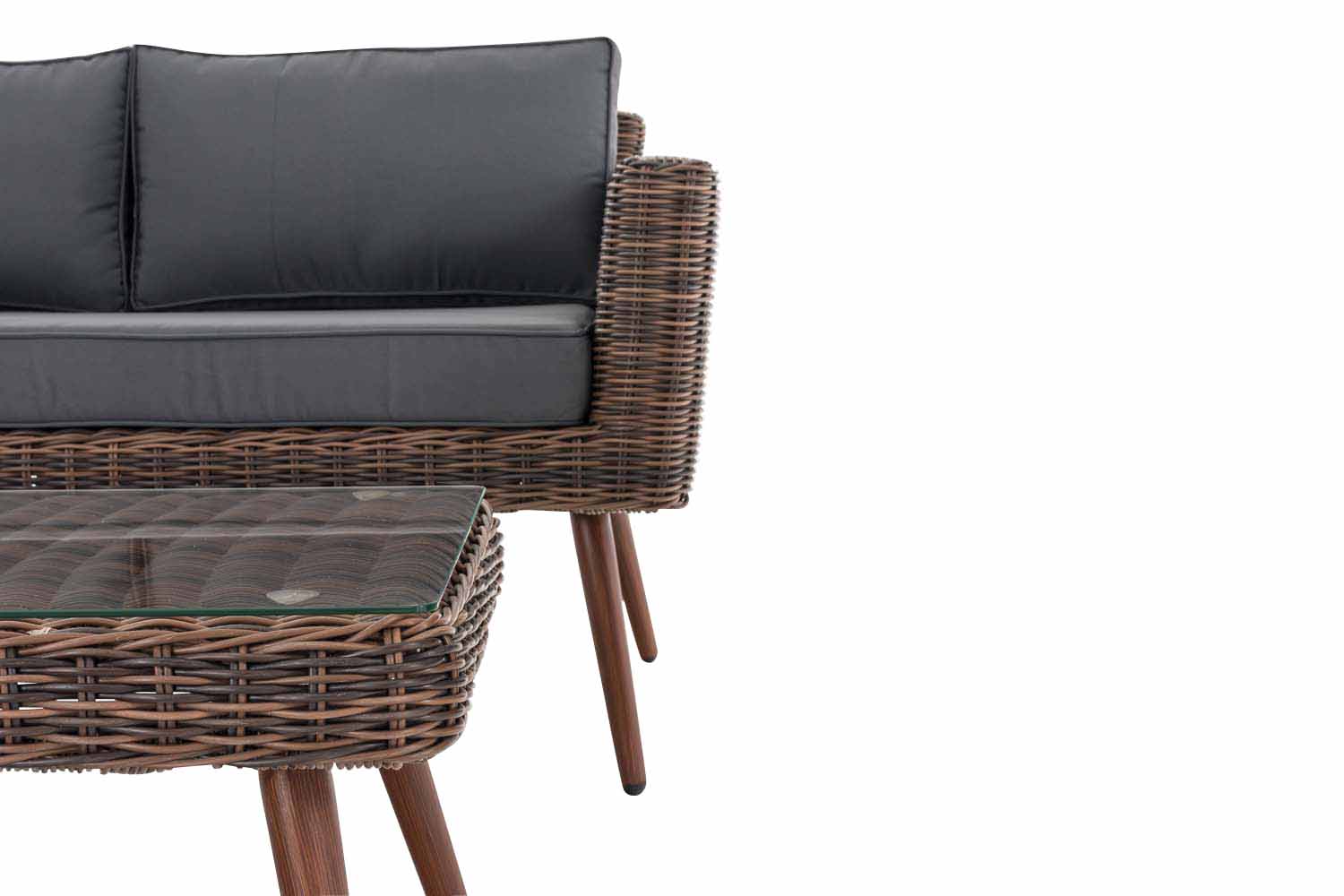 Loungeset Kiruna  5 mm rond polyrattan - bruin gemeleerd