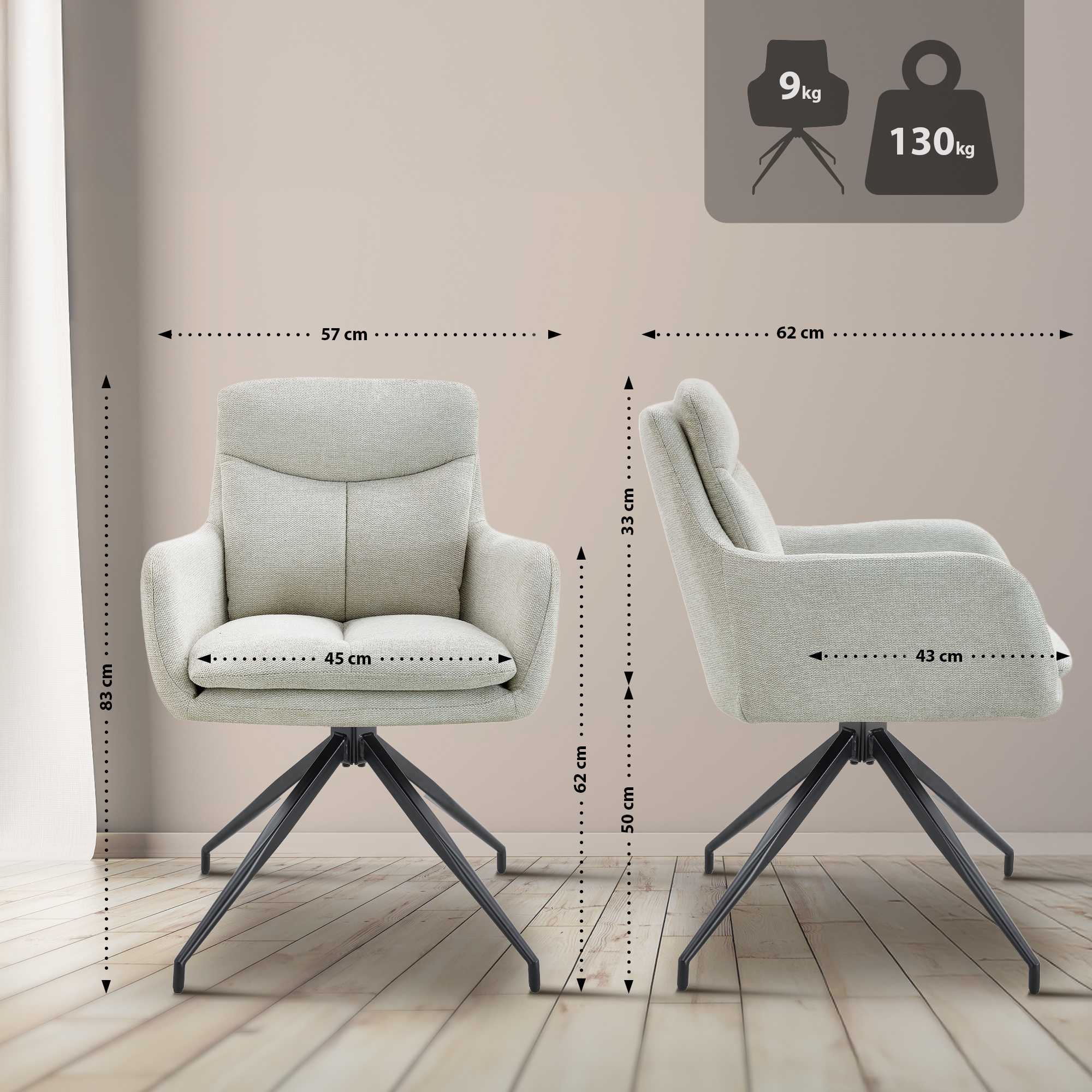 Set van 2 eetkamerstoelen Somers stof