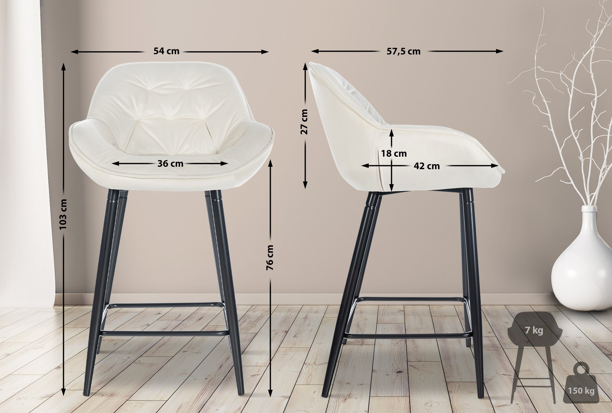 Set van 2 barkrukken Gibson fluweel
