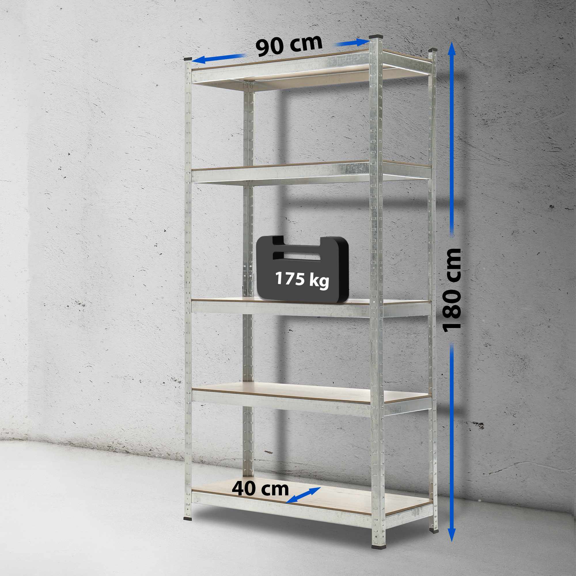 Magazijnstelling 90x40x180 cm