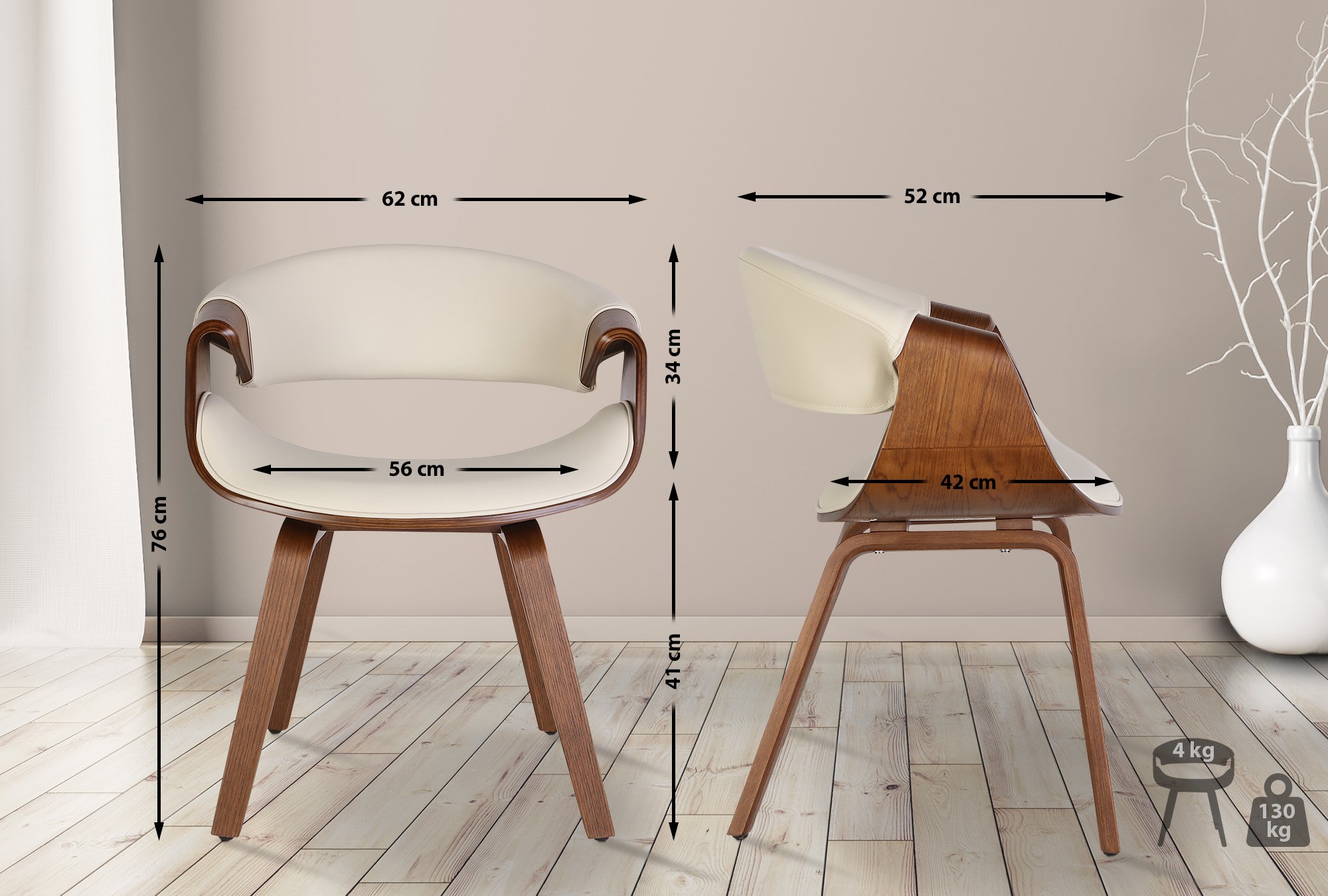 Set van 2 eetkamerstoelen Foley