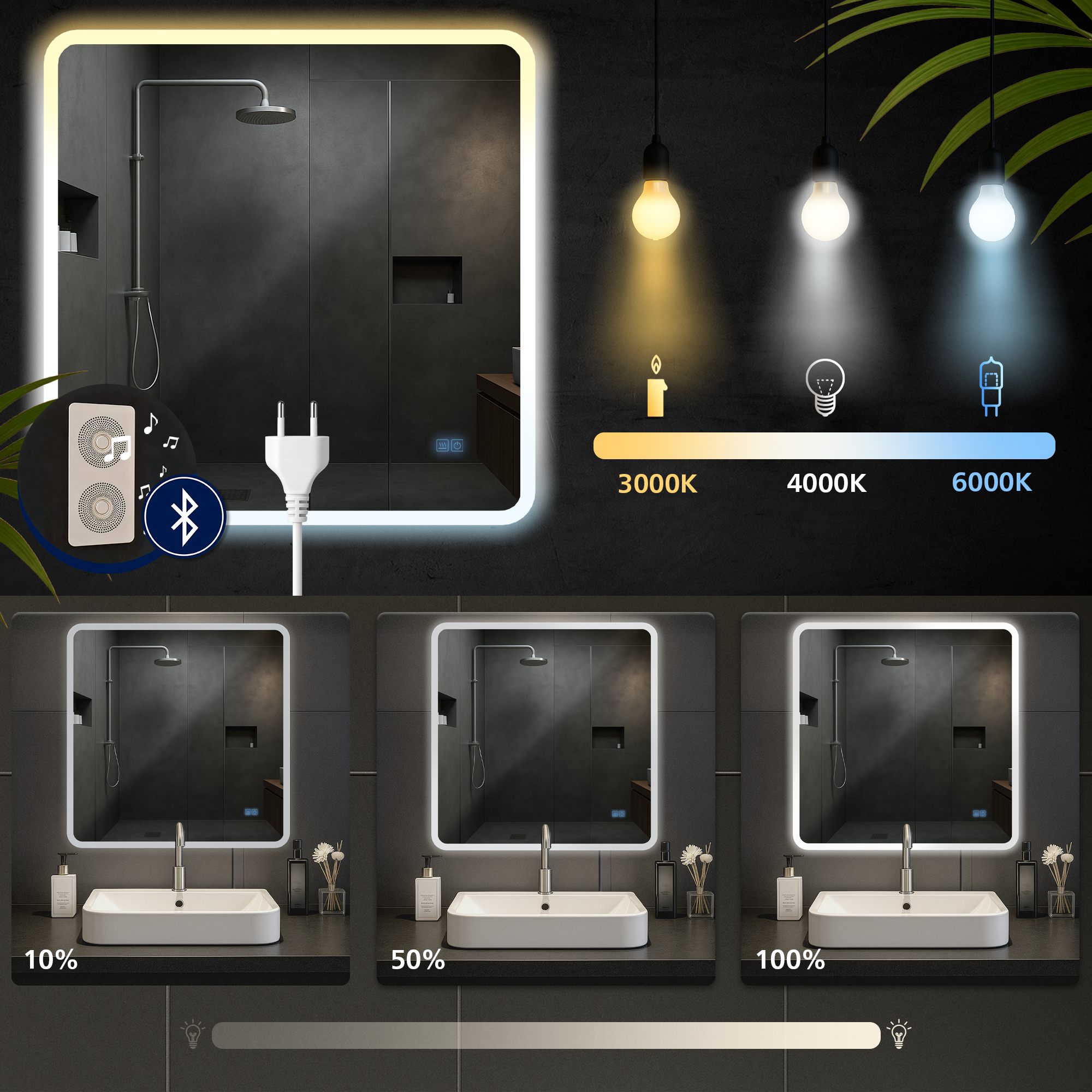 Badkamerspiegel Jericho met Bluetooth