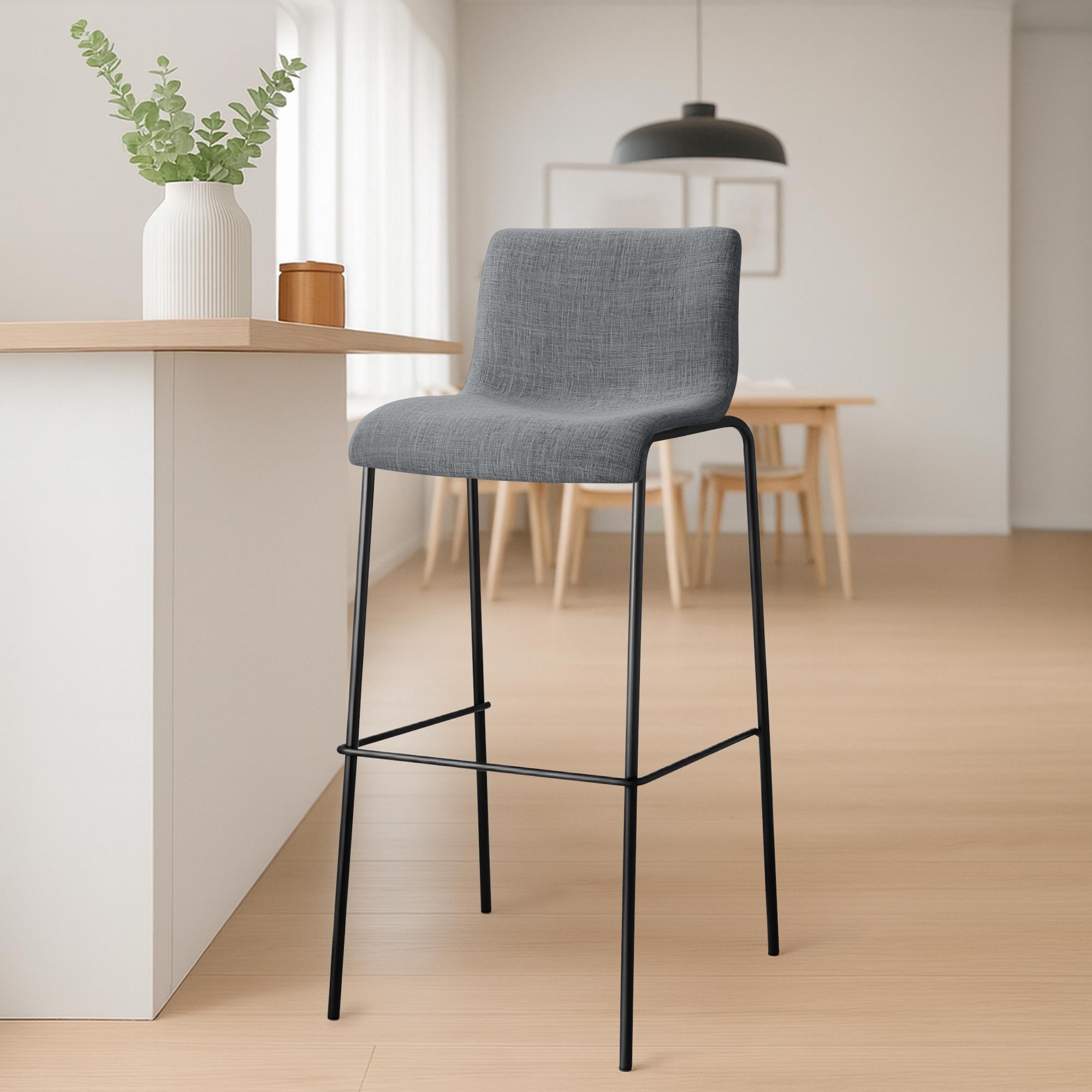 Set van 2 barstoelen Hover, stof, 4-poots onderstel