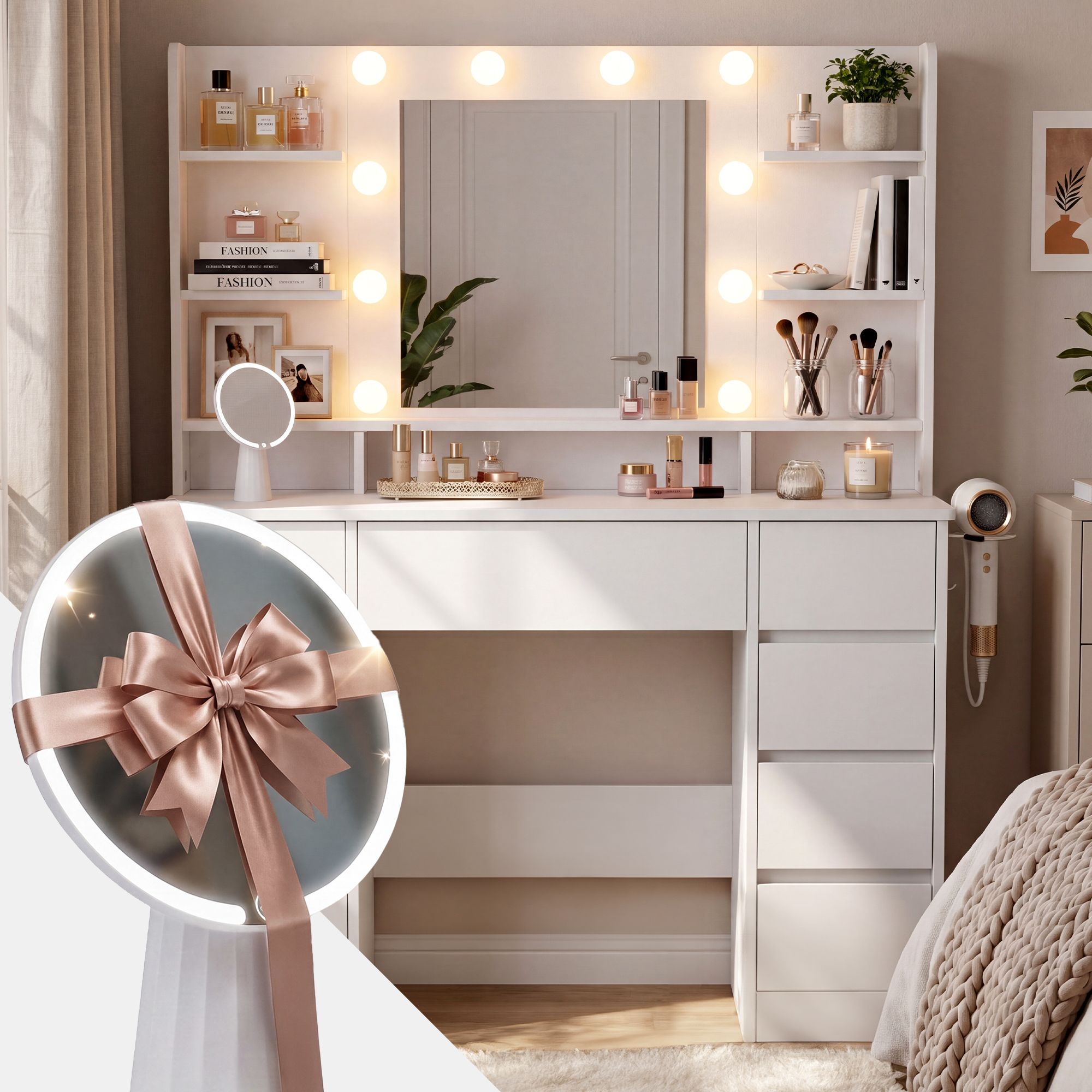 Kaptafel Pretty met spiegel