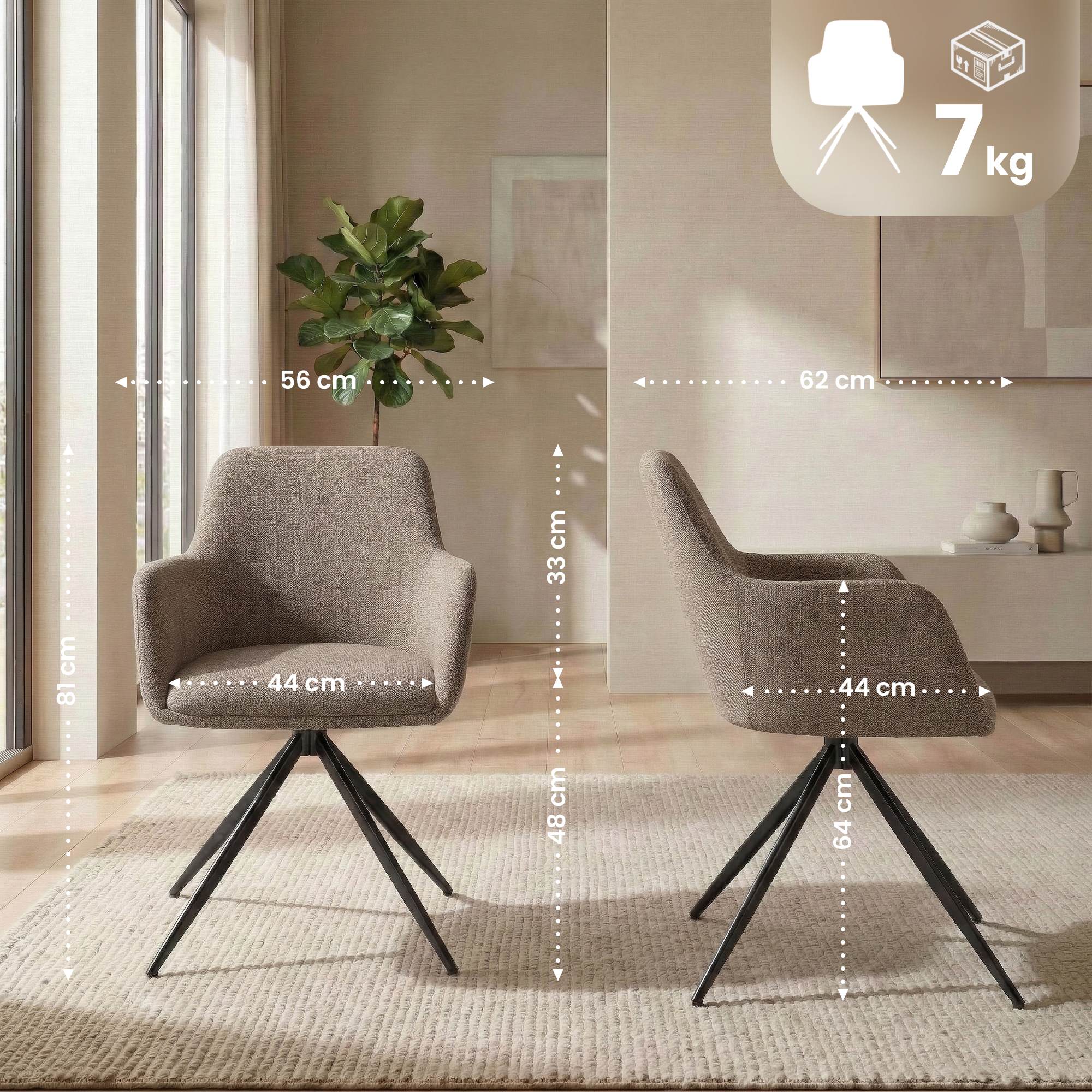 Set van 2 eetkamerstoelen Olema stof