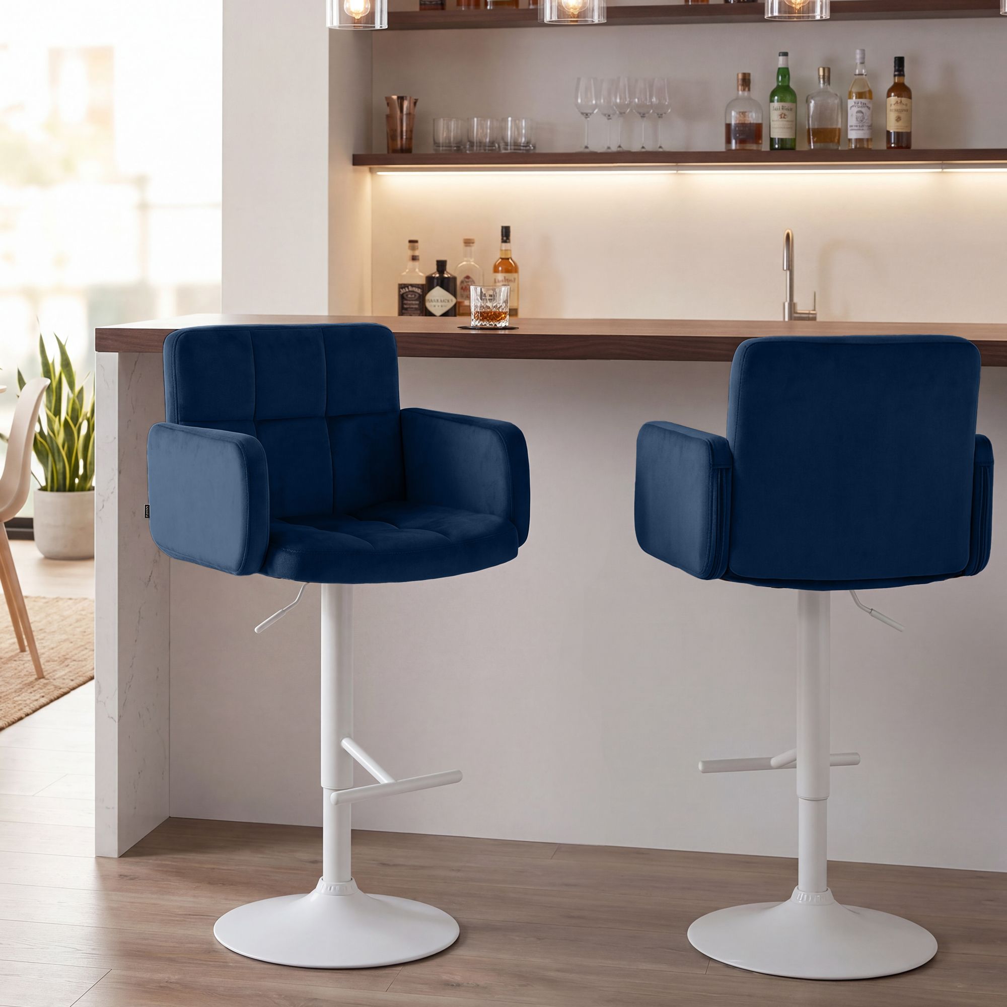 2er Set barkrukken Los Angeles fluweel