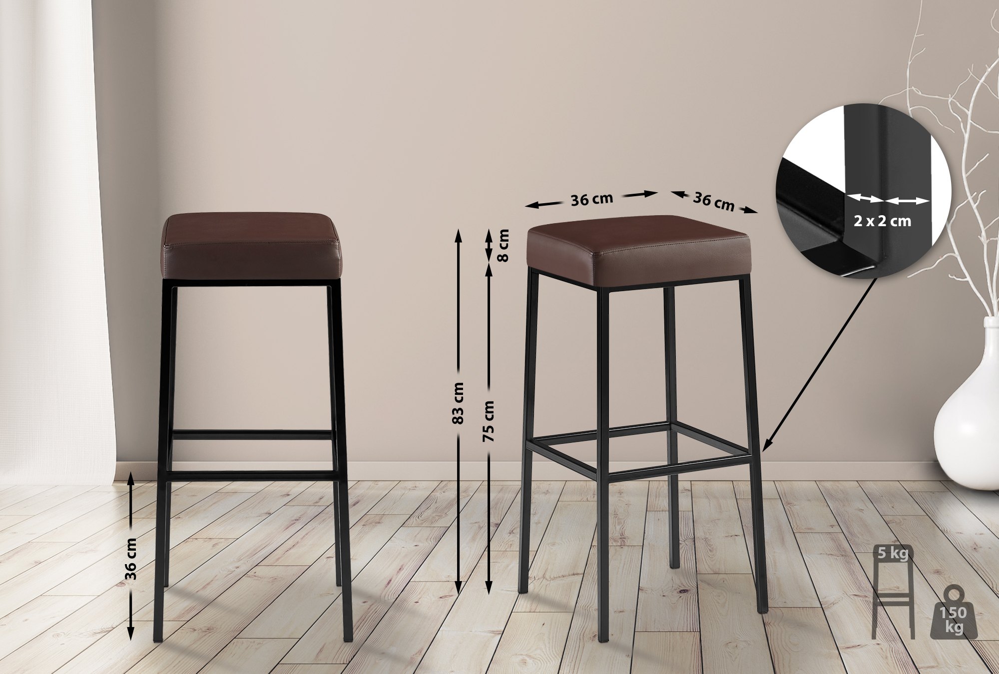 Montreal barstoel met kunstleren bekleding