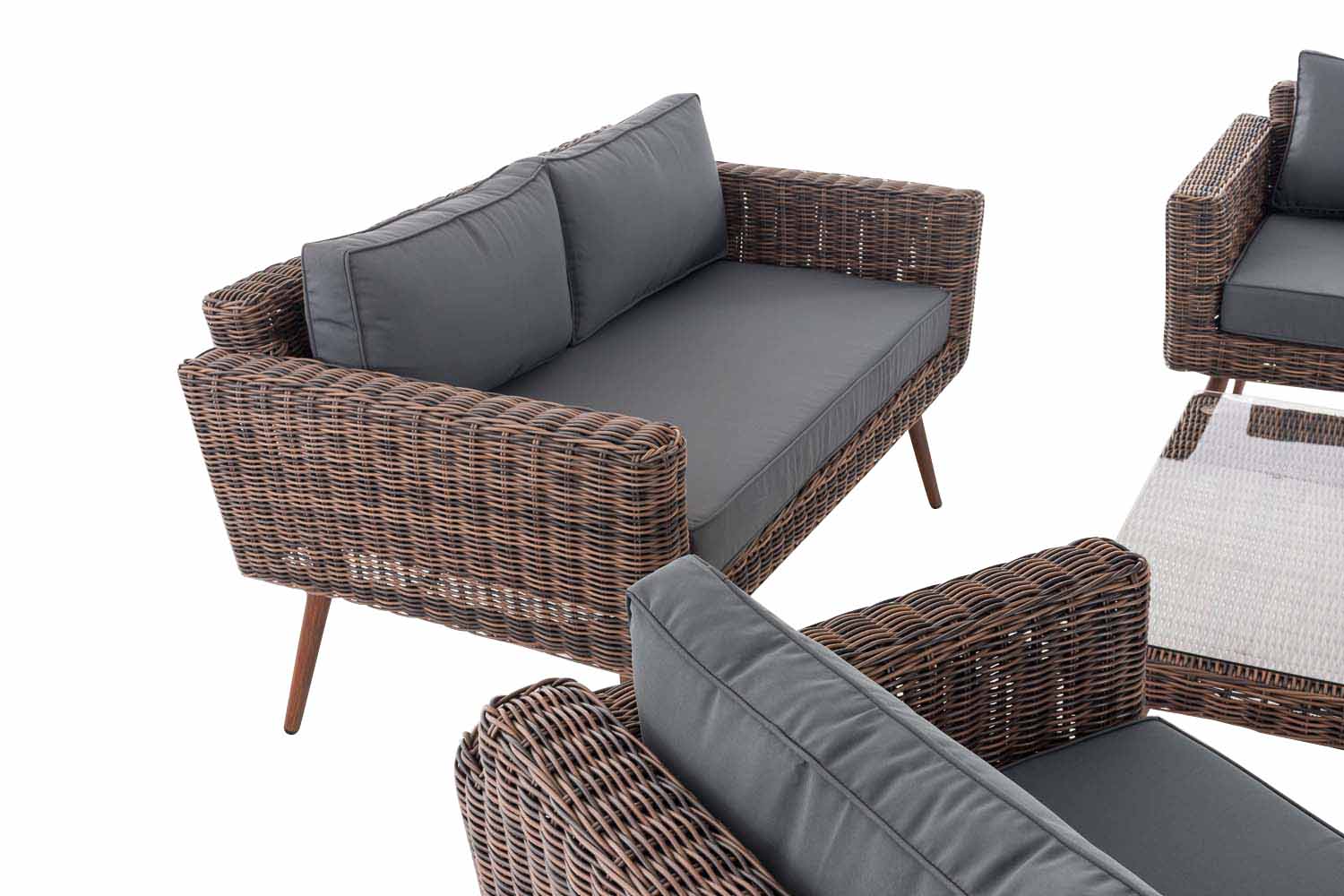 Loungeset Kiruna  5 mm rond polyrattan - bruin gemeleerd