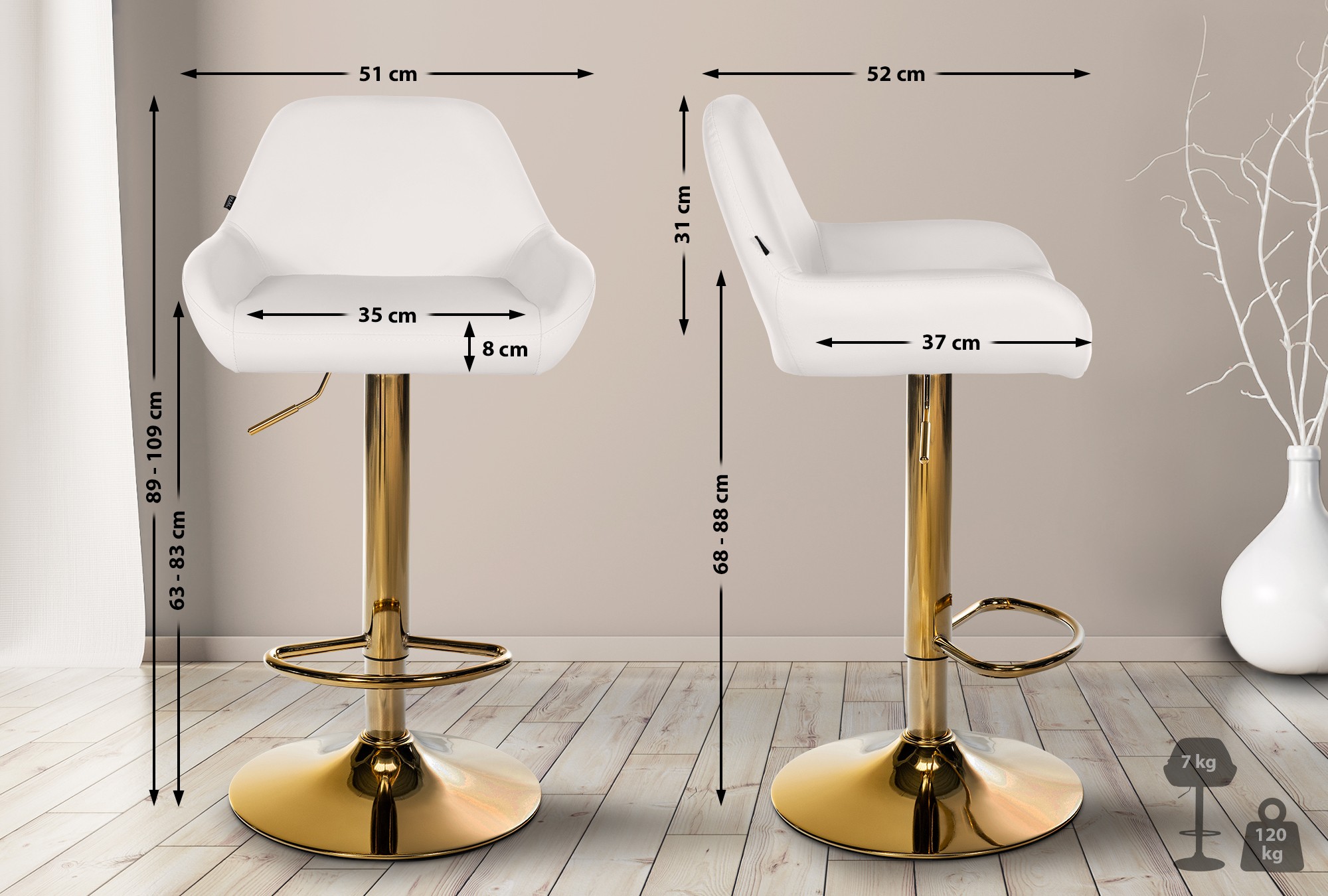 Set van 2 barkrukken Braga goud Kunstleer