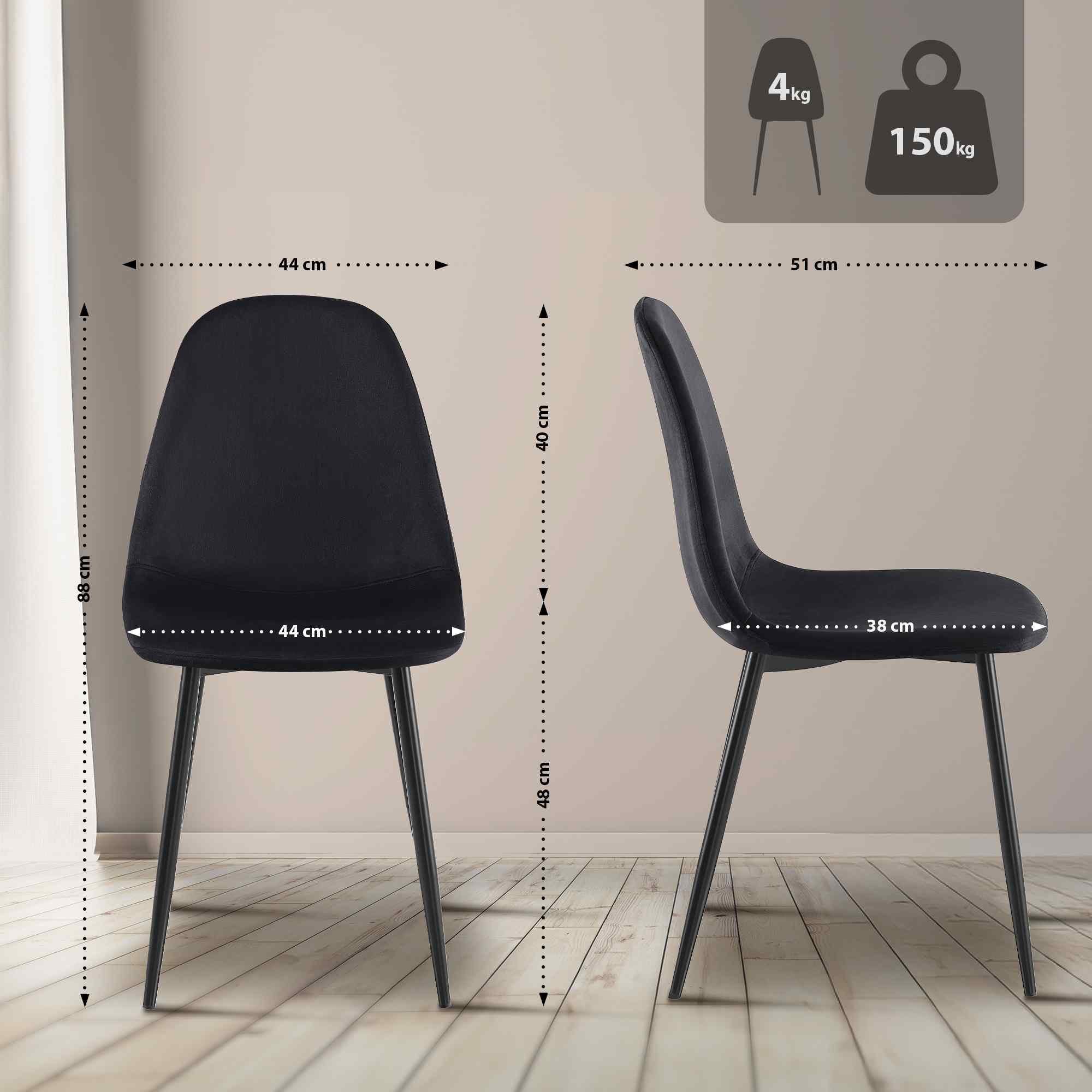 4-delige set eetkamerstoelen Napier
