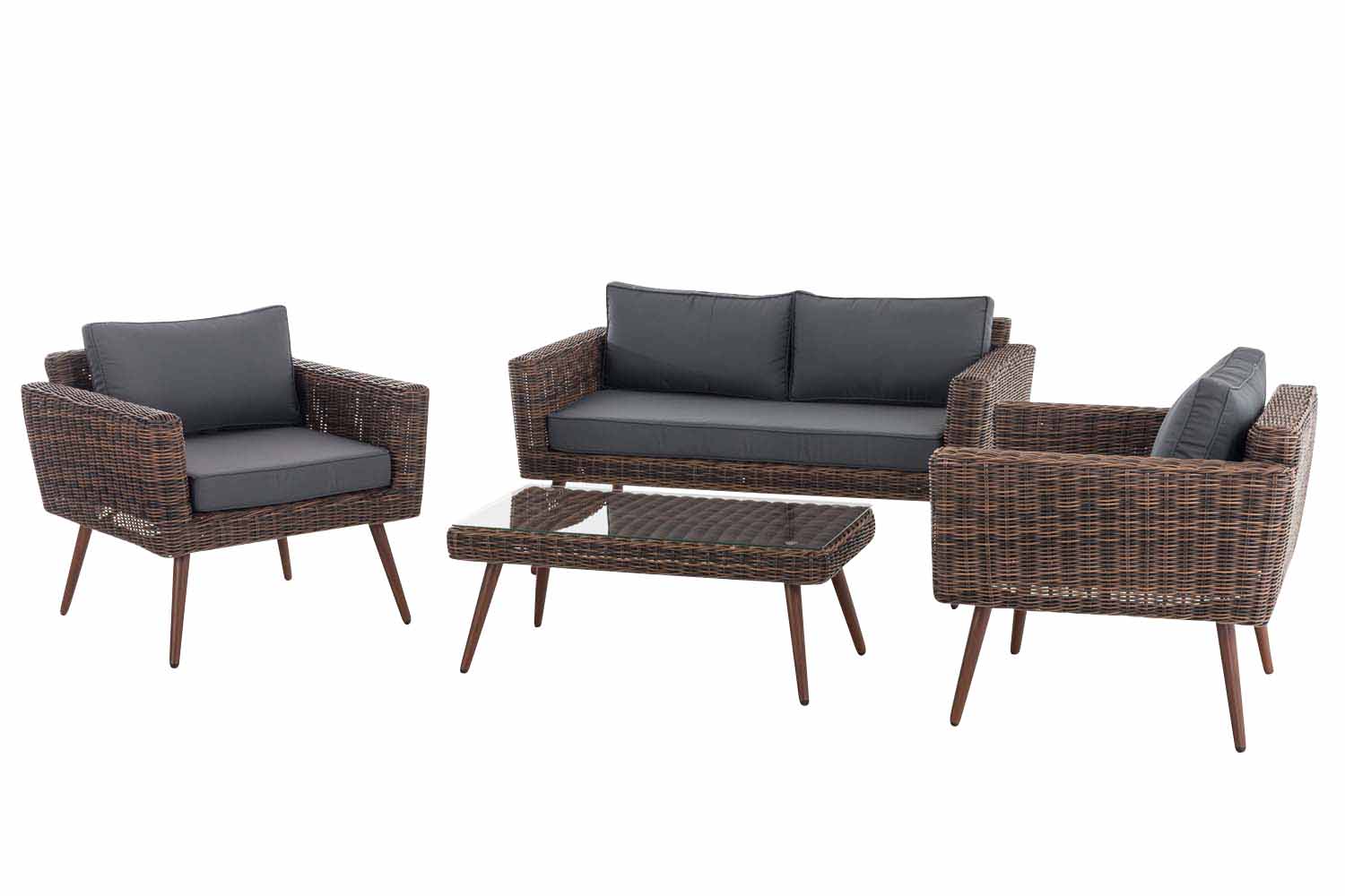 Loungeset Kiruna  5 mm rond polyrattan - bruin gemeleerd