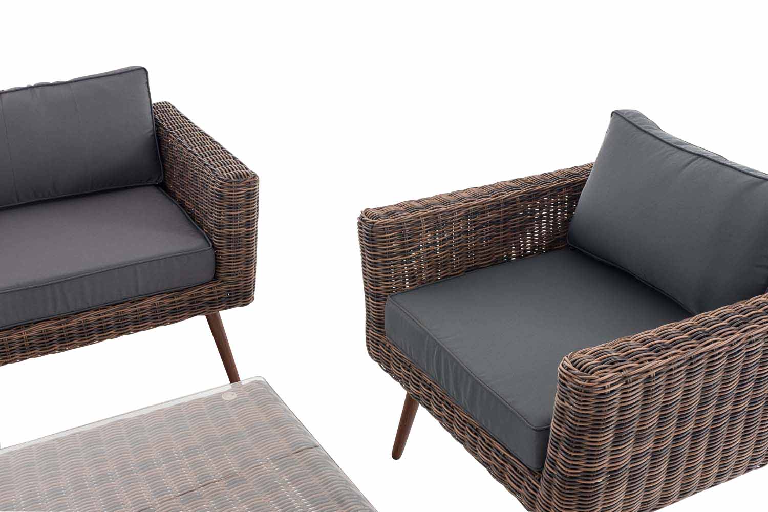 Loungeset Kiruna  5 mm rond polyrattan - bruin gemeleerd