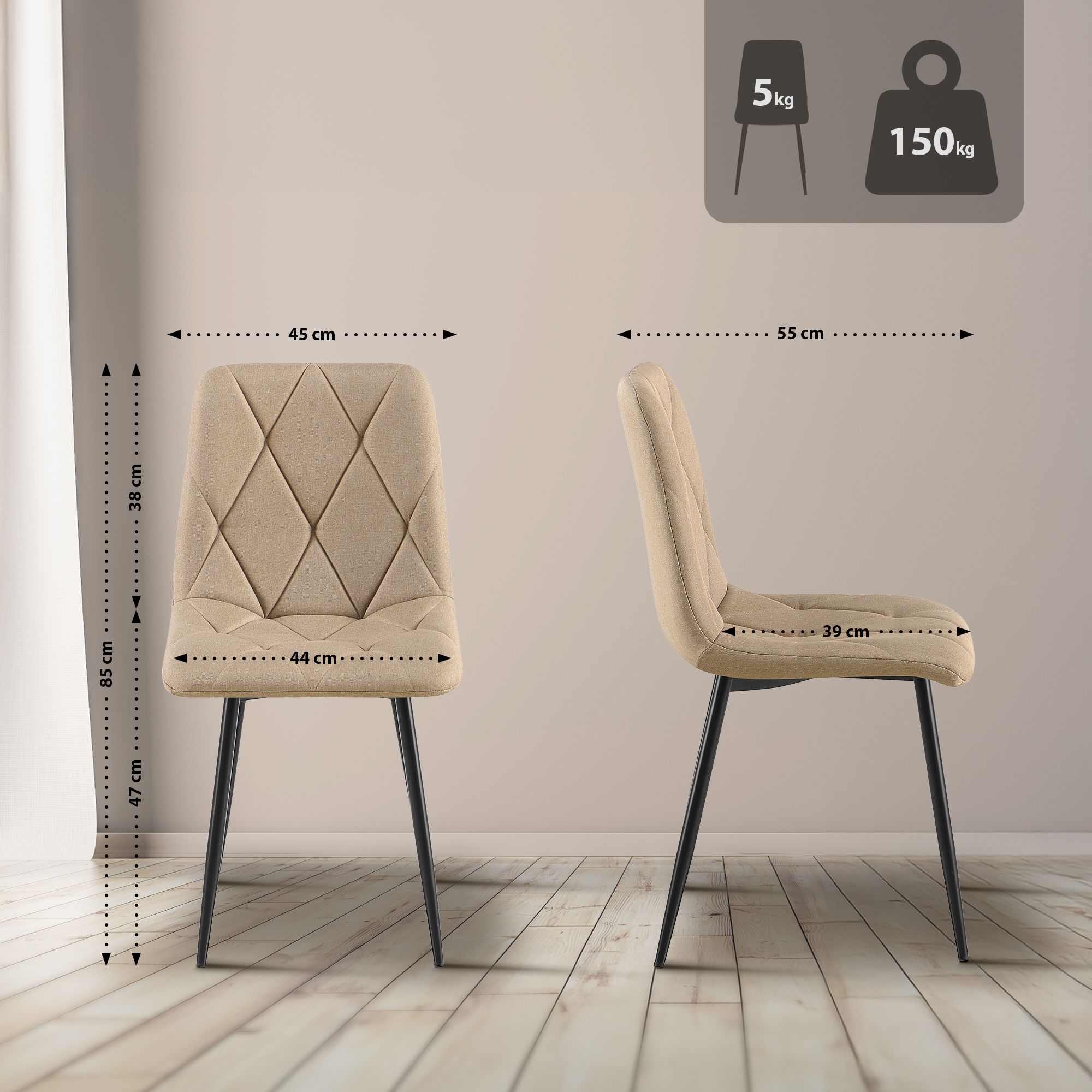 Set van 2 Eetkamerstoelen Clairton