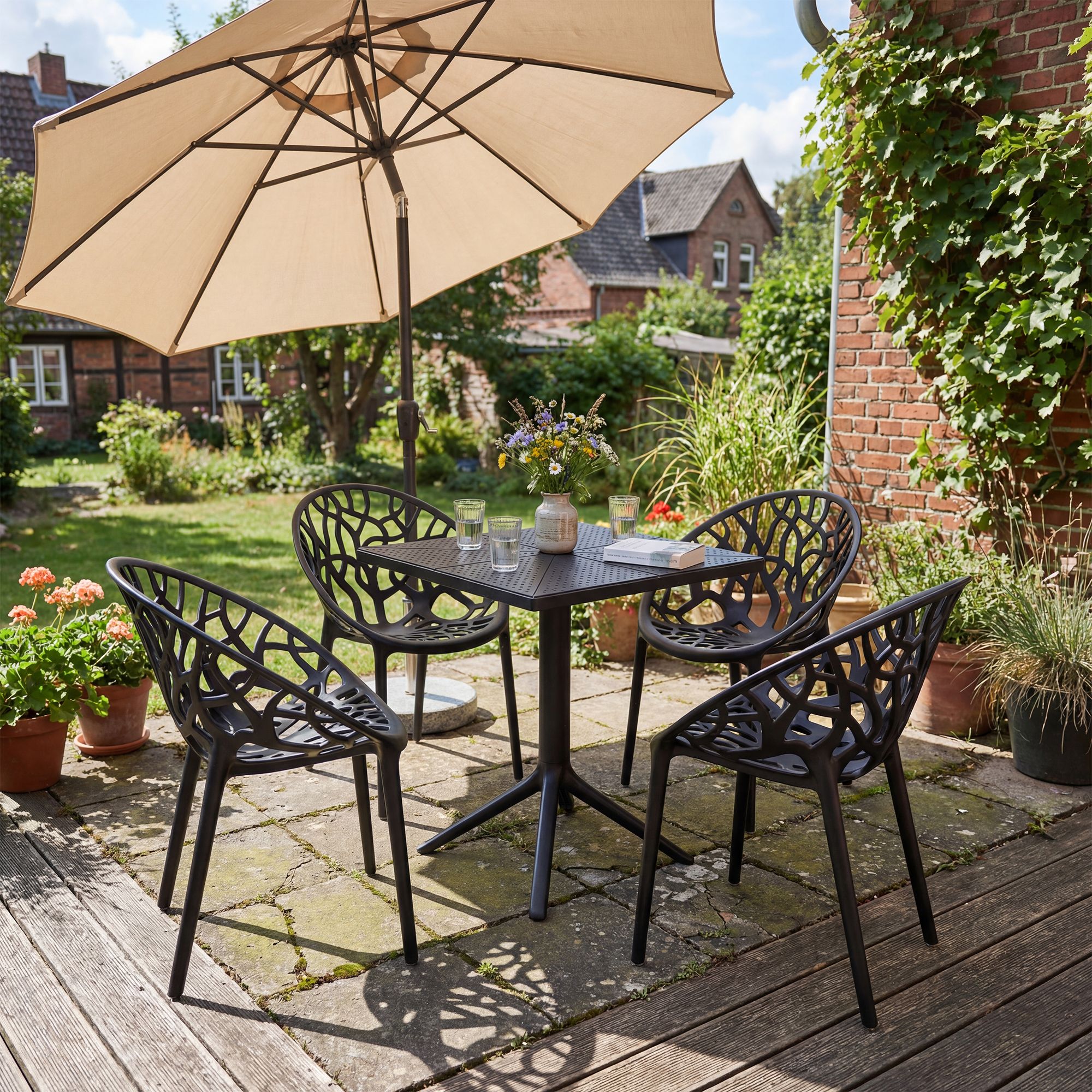 Tuinmeubelset Neriva met 4 stoelen