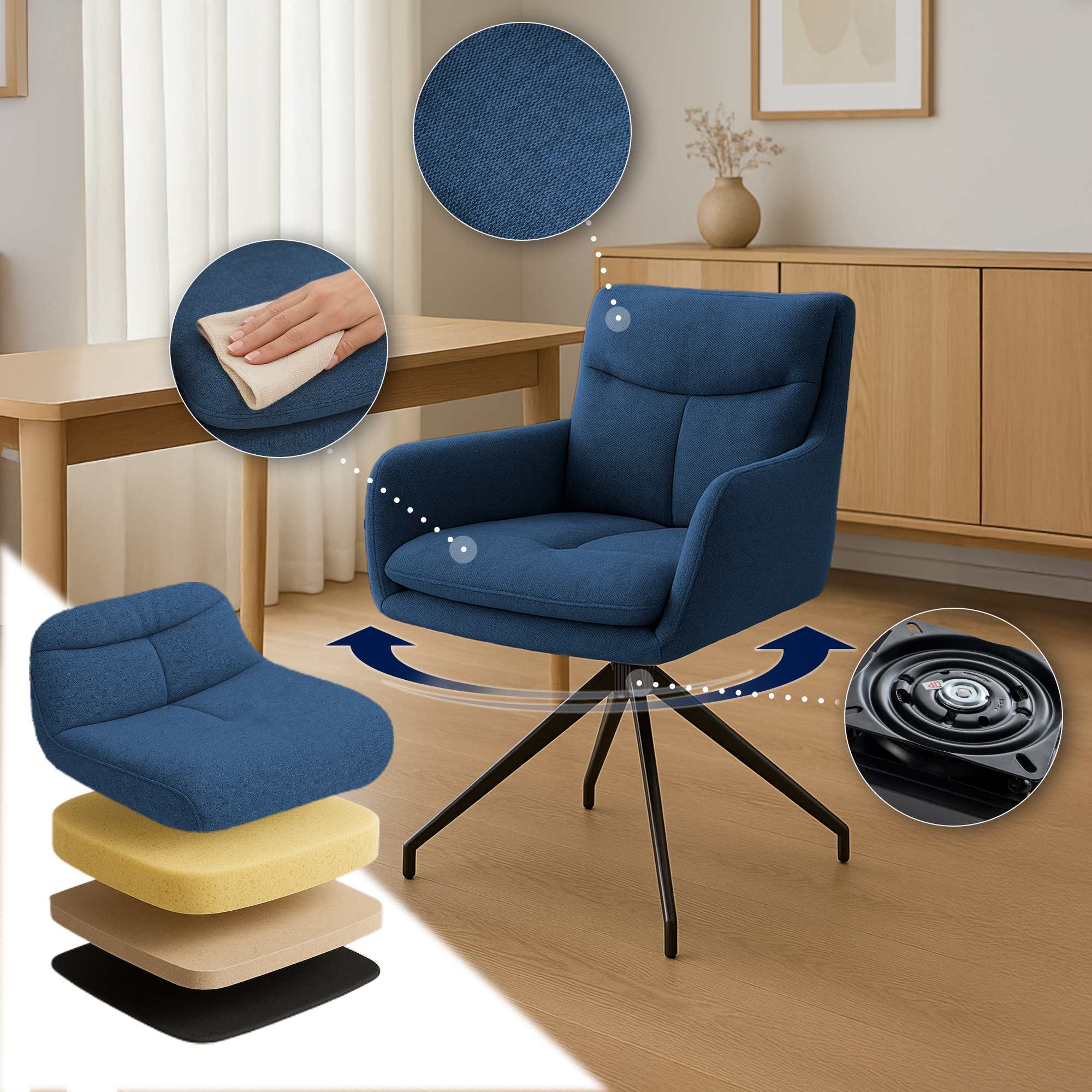 Set van 2 eetkamerstoelen Somers stof