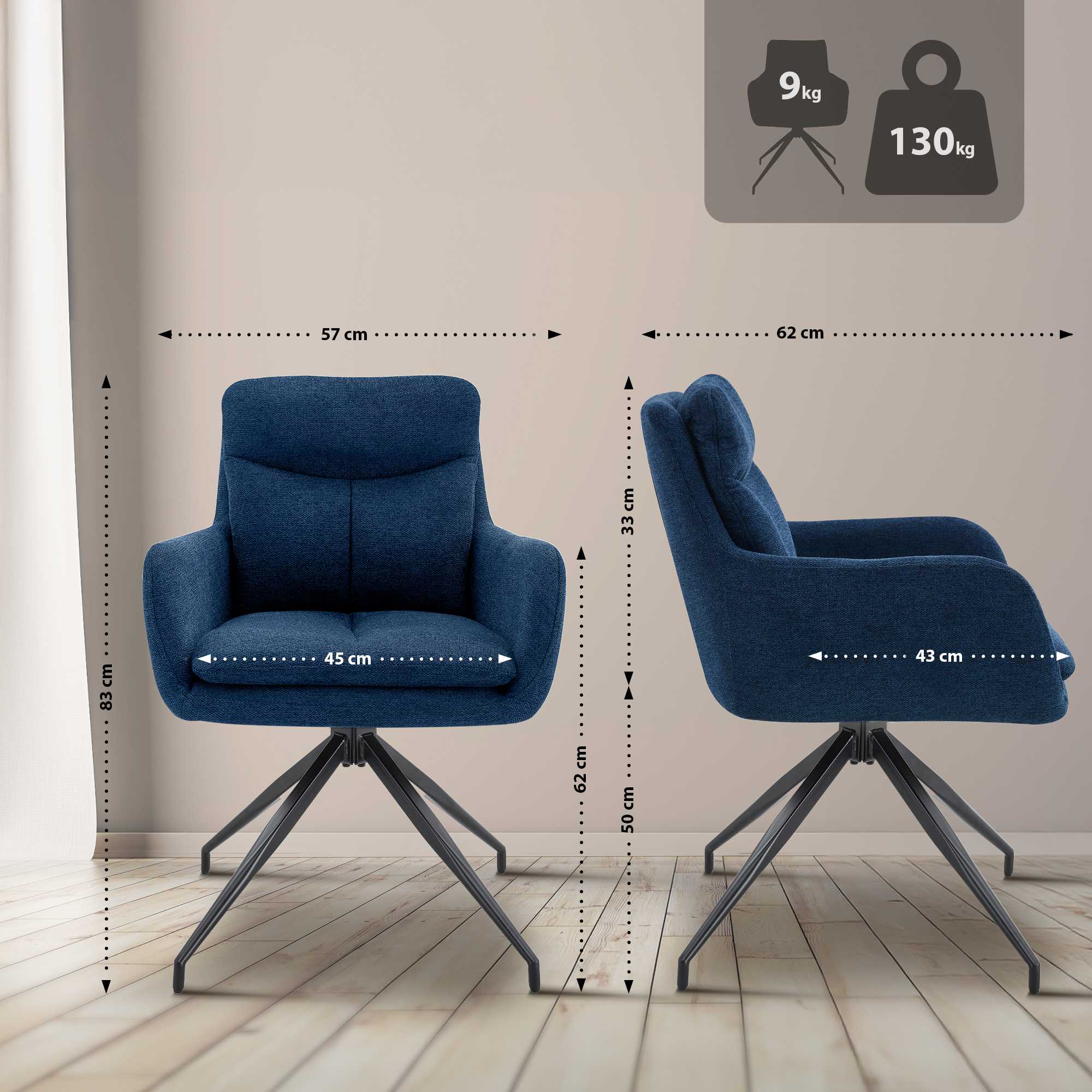 Set van 2 eetkamerstoelen Somers stof