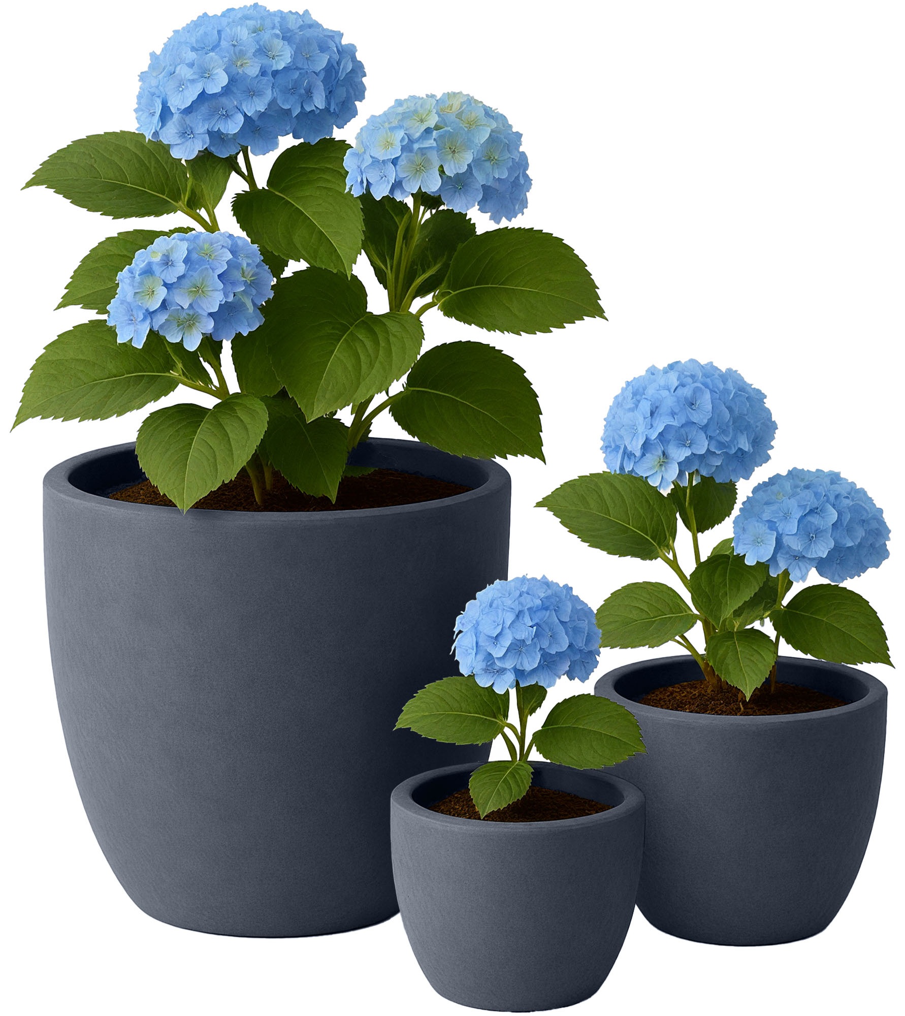 Set van 3 ronde plantenbakken 1