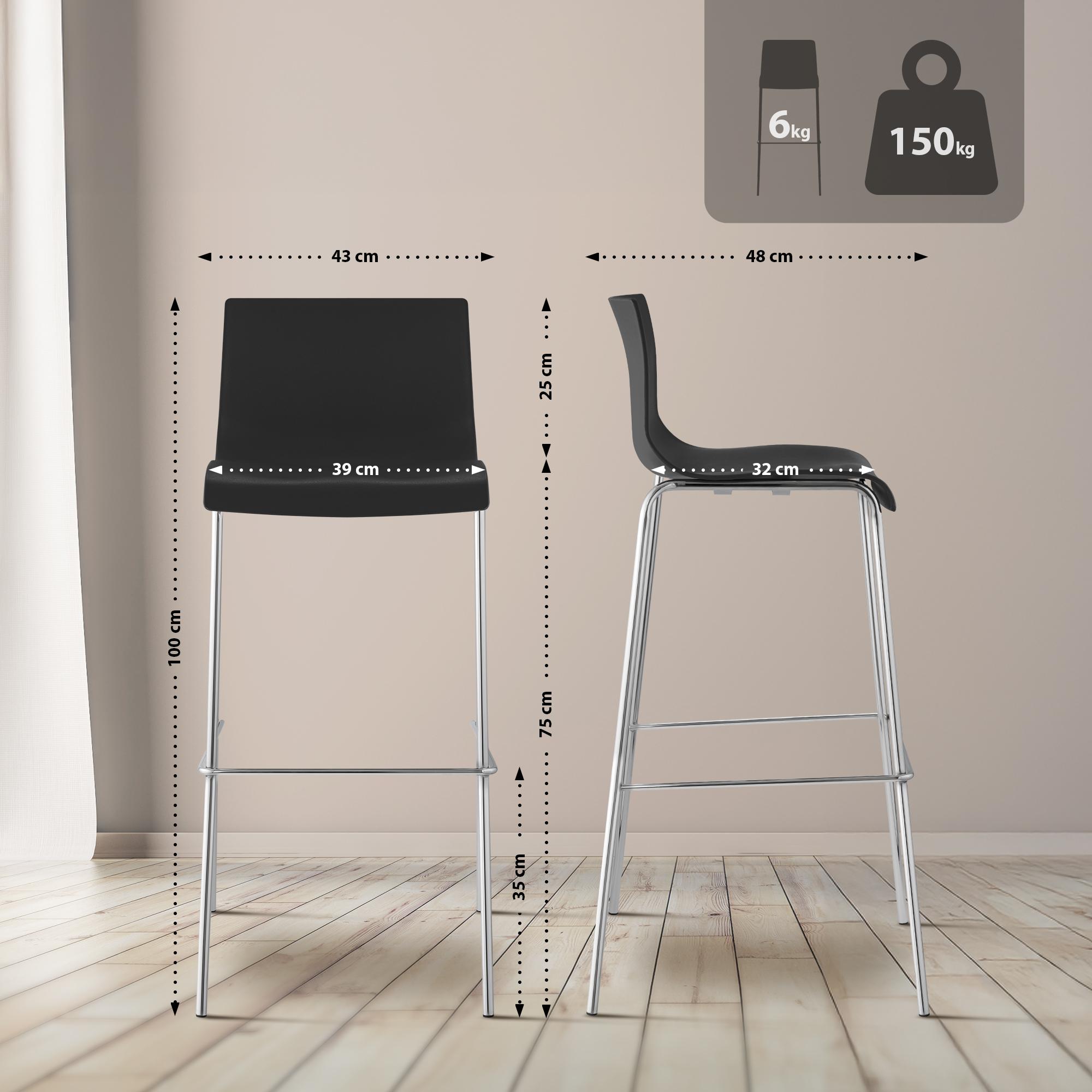 Barkruk Hover kunststof 4-potig frame