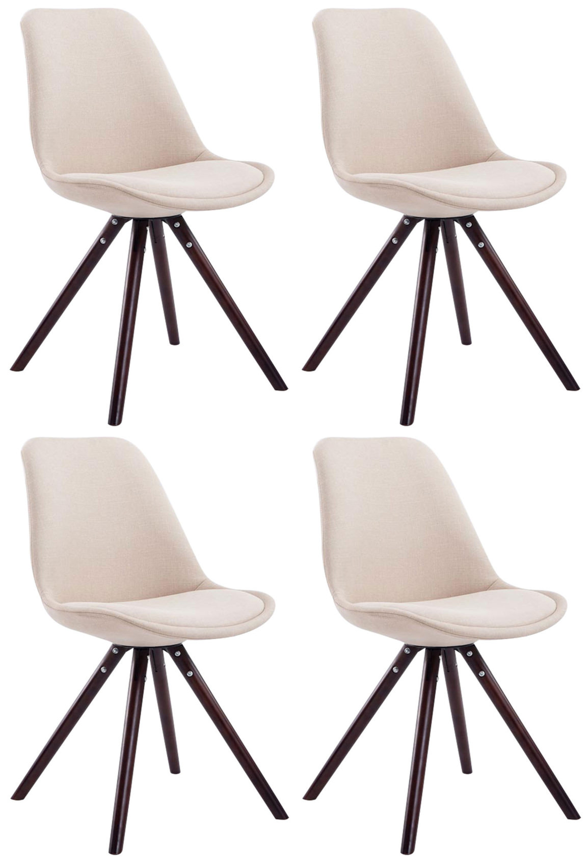 Set van 4 eetkamerstoelen Toulouse stof rond