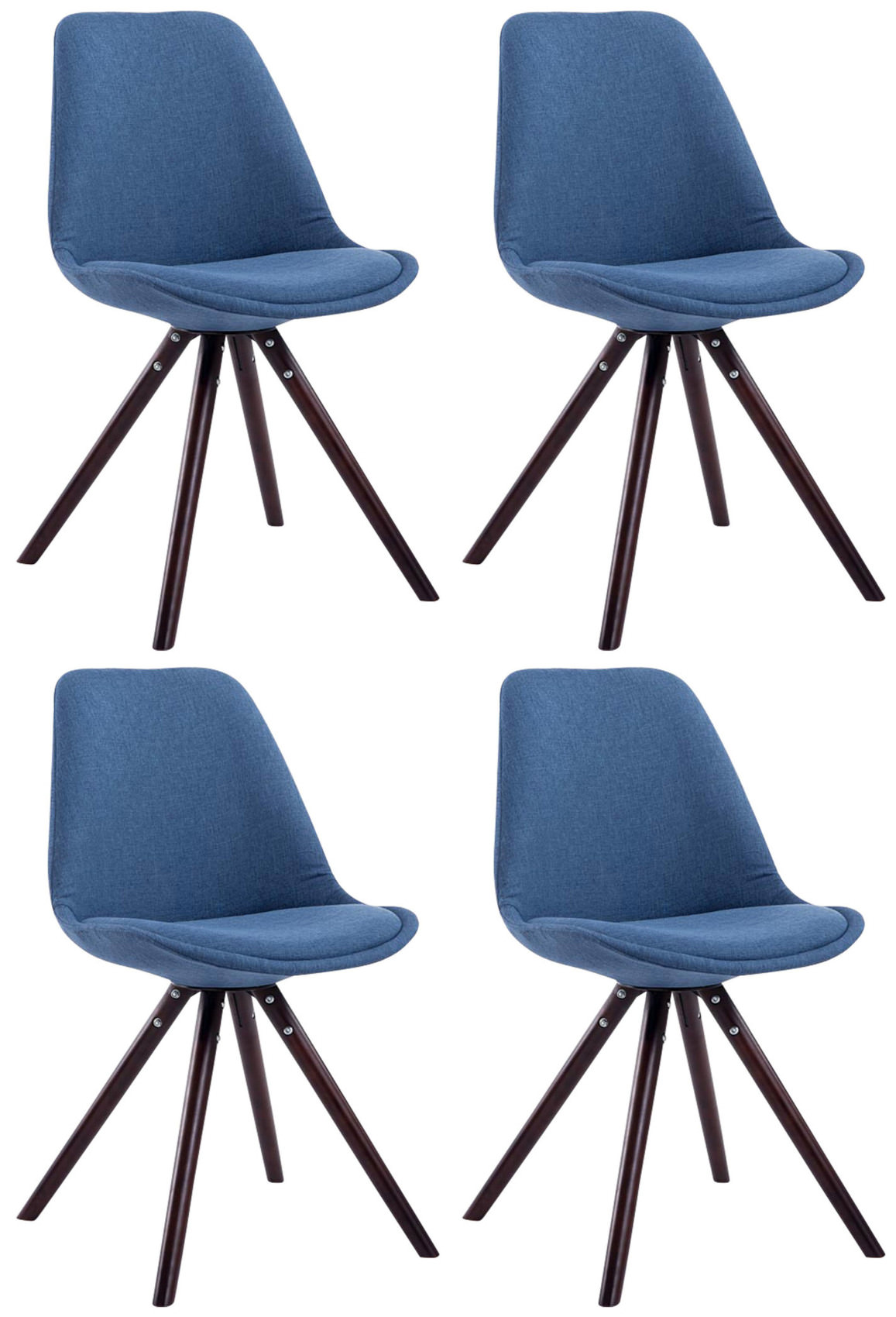 Set van 4 eetkamerstoelen Toulouse stof rond