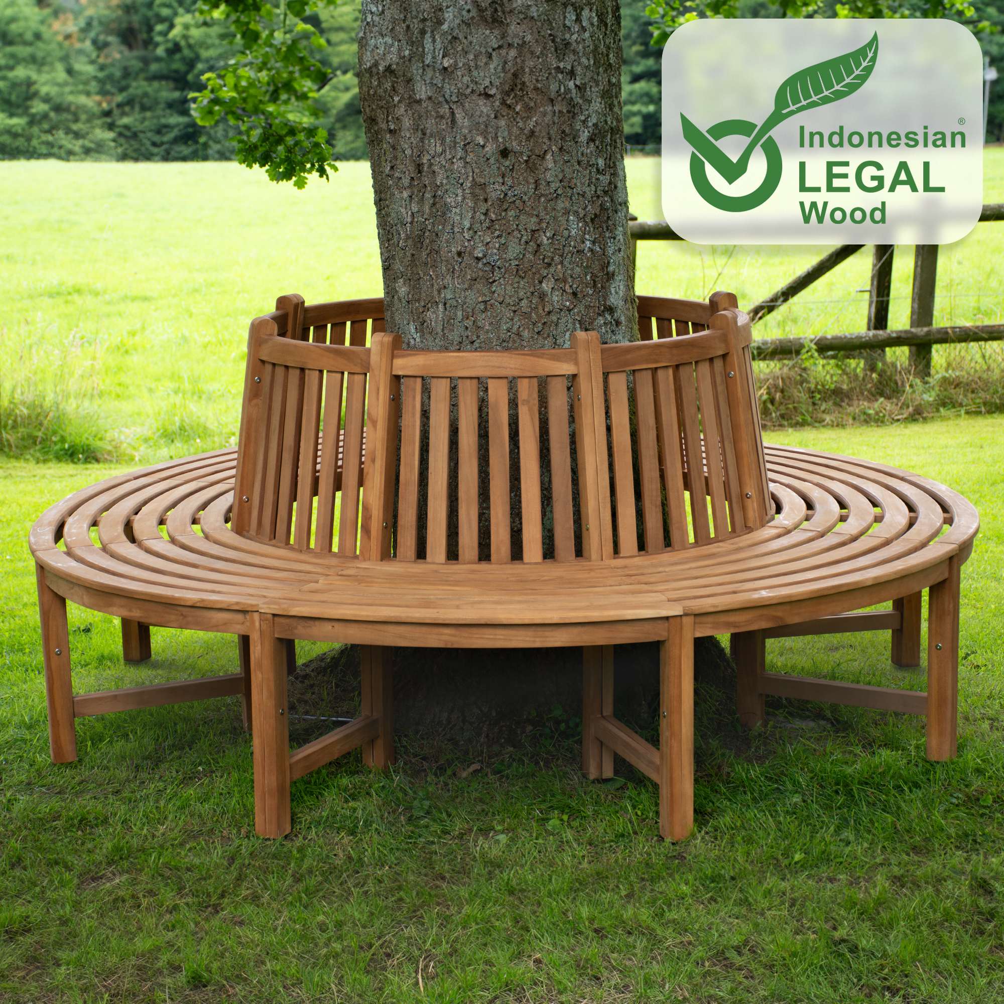 Boomringbank van teak Nila met rugleuning