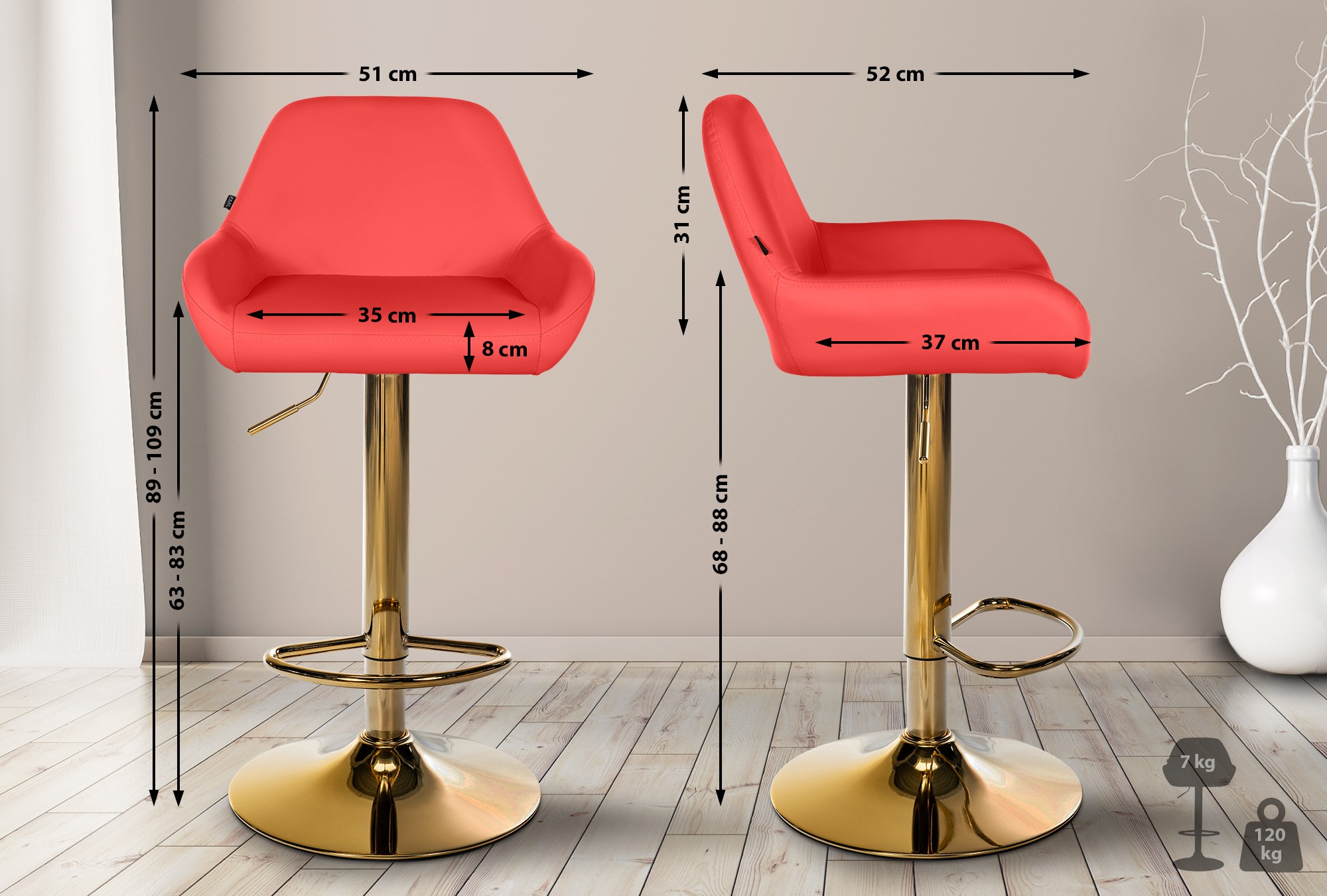 Set van 2 barkrukken Braga goud Kunstleer