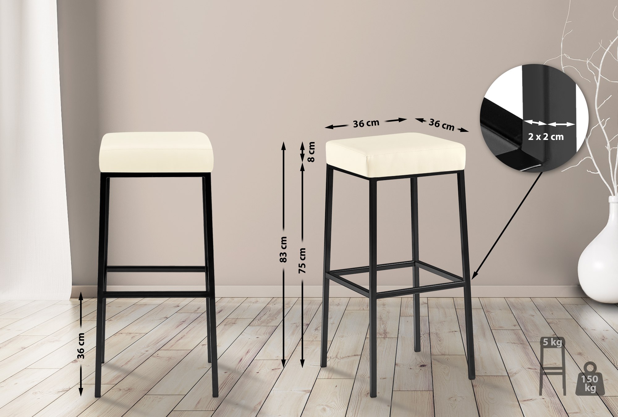 Montreal barstoel met kunstleren bekleding