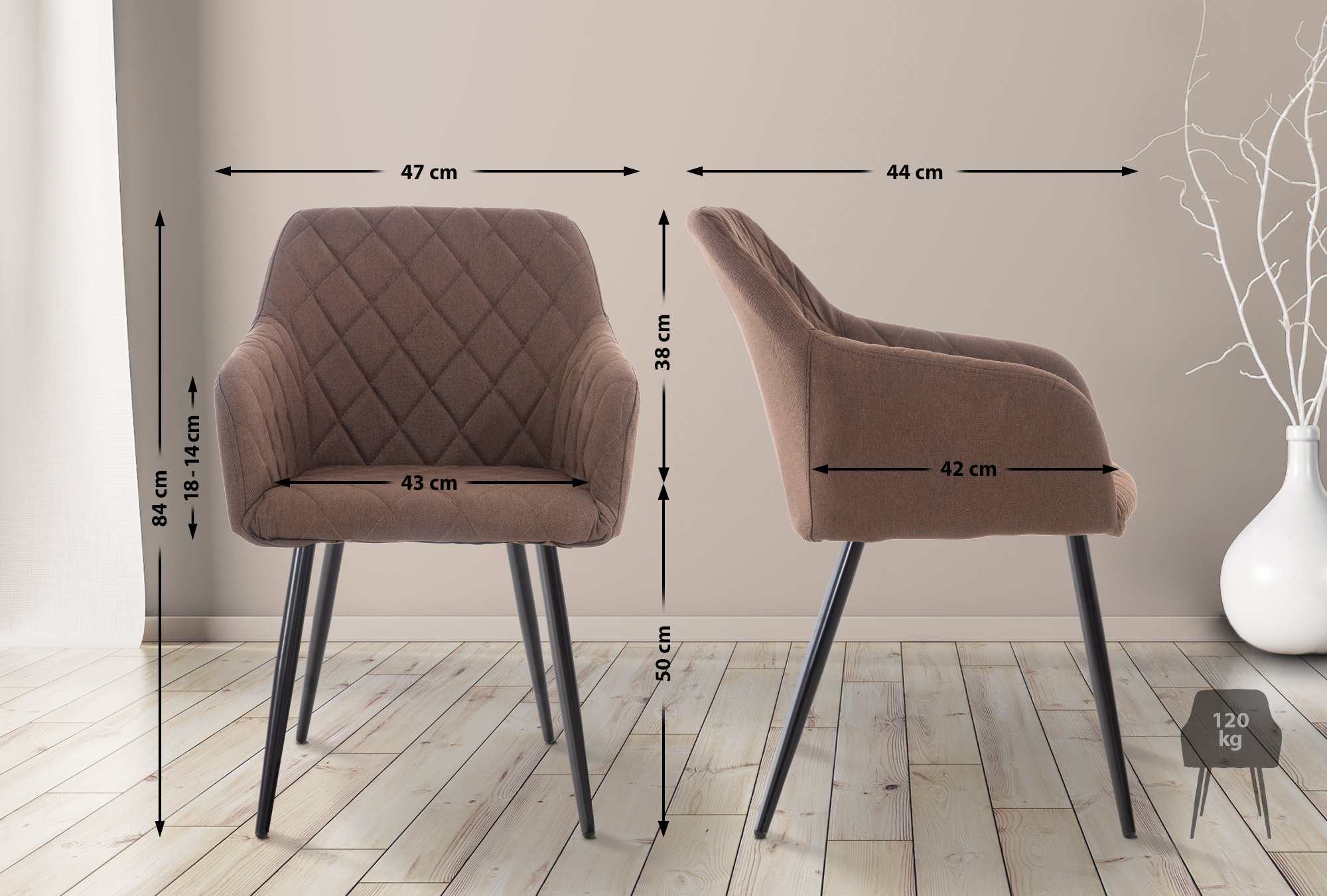 Set van 2 eetkamerstoelen Shila