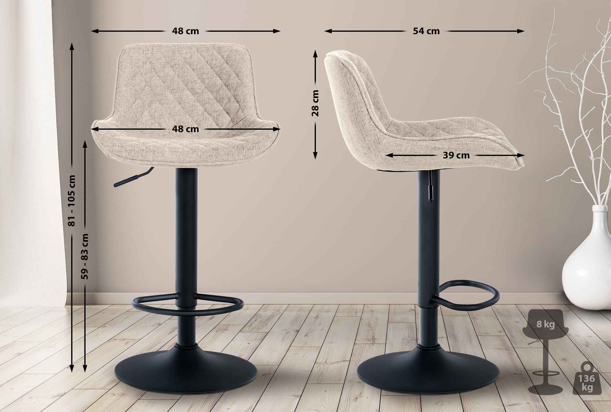 Set van 2 barkrukken Minosa